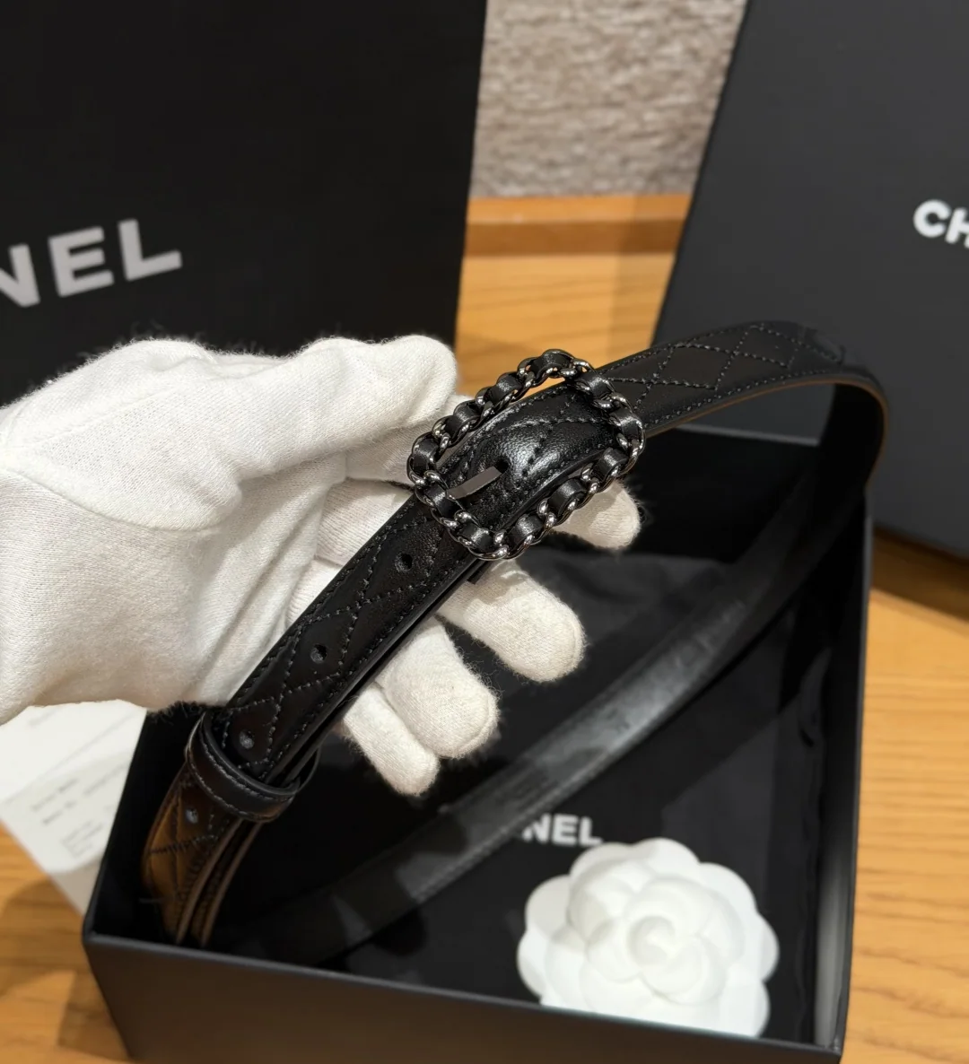 샤넬 퀼팅 램스킨 벨트 20mm 상세 이미지 8