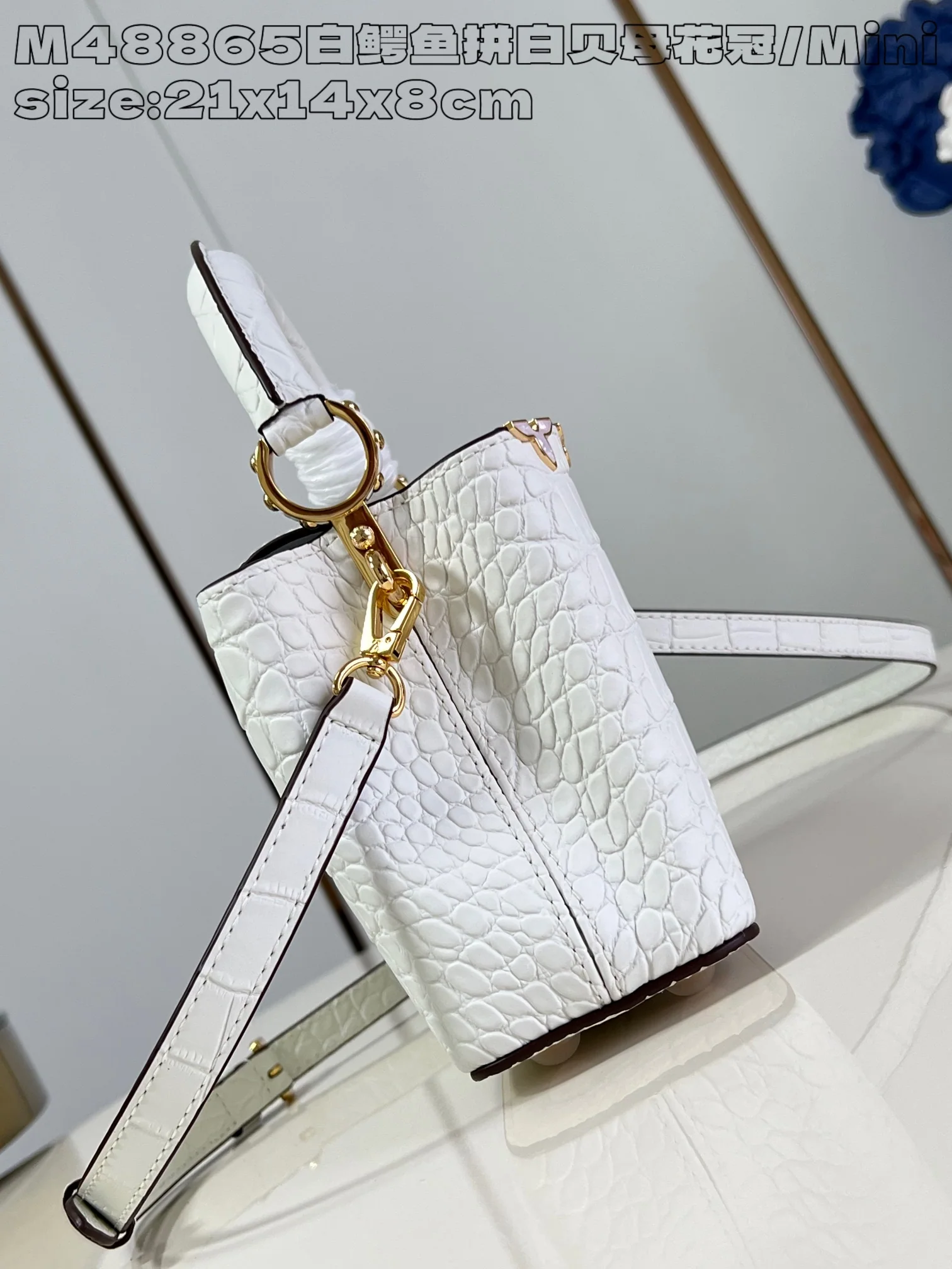 루이비통 M48865 화이트 카푸신 핸드백 미니 상세 이미지 3