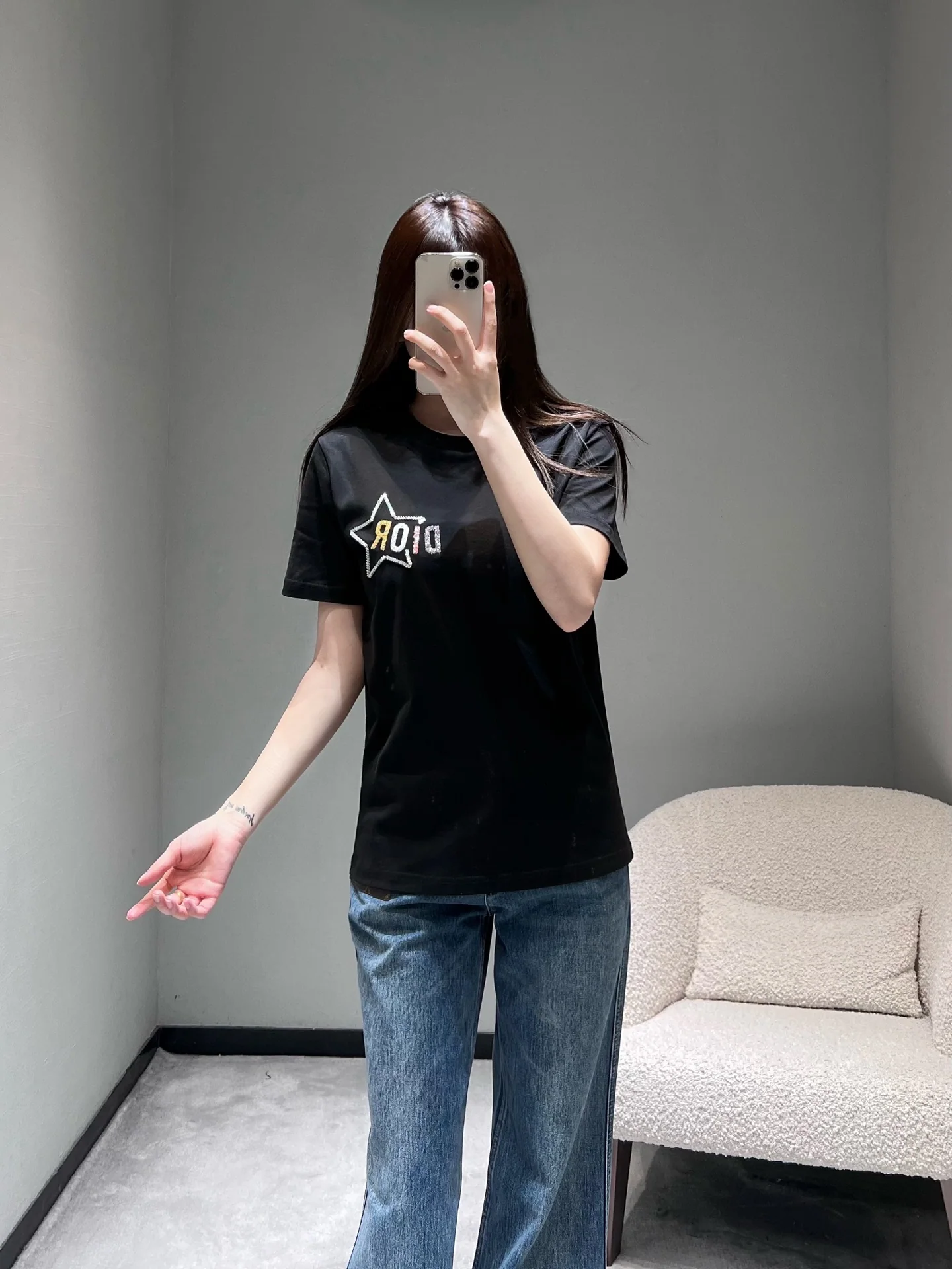 디올 스타 로고 레터 여성 반팔 티셔츠 2026 SS 상세 이미지 1