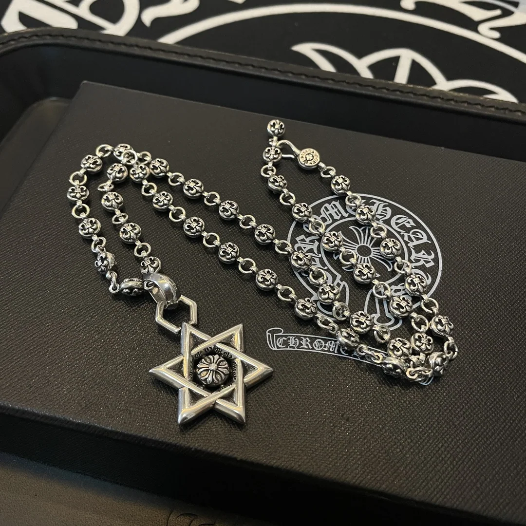 크롬하츠 클래식 레트로 앵커 육각형 펜던트 목걸이 상세 이미지 2