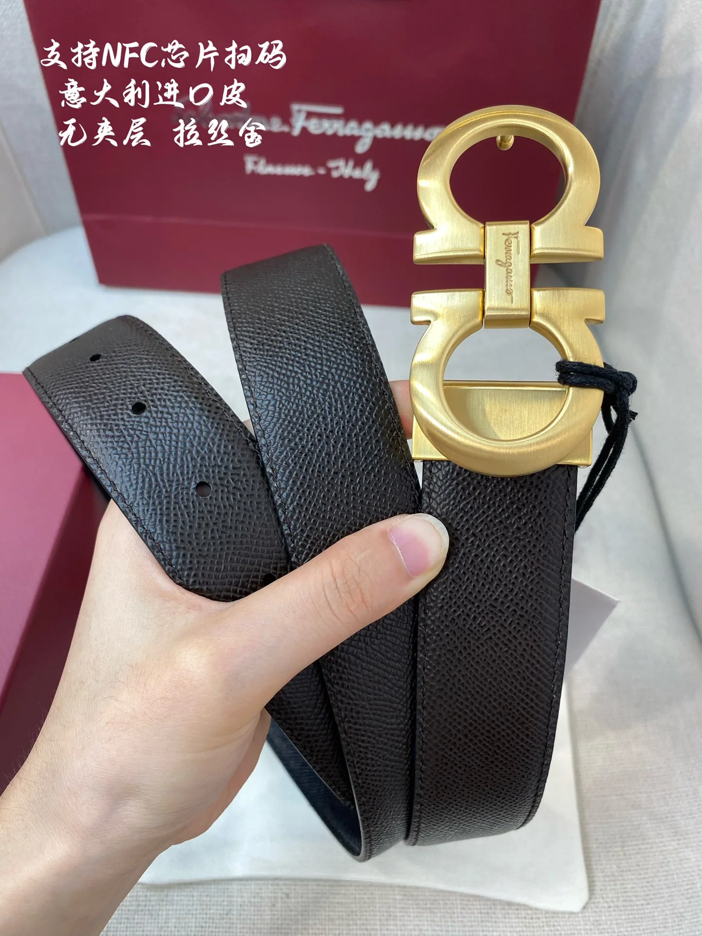 페레가모 천연 가죽 벨트 3.5 CM202500320 상세 이미지 2