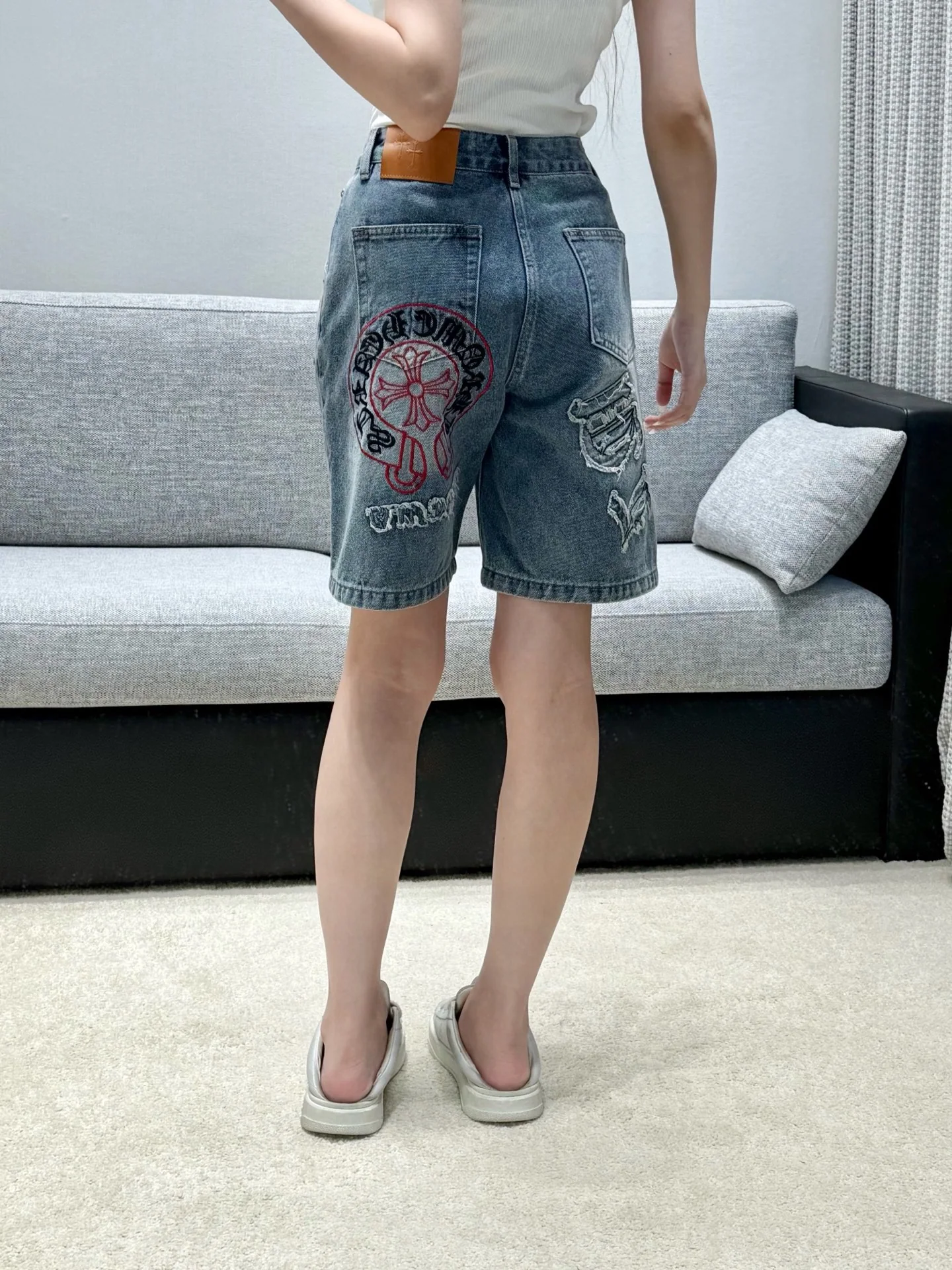 크롬하츠 워시드 블루 데님 여성 바지 상세 이미지 2