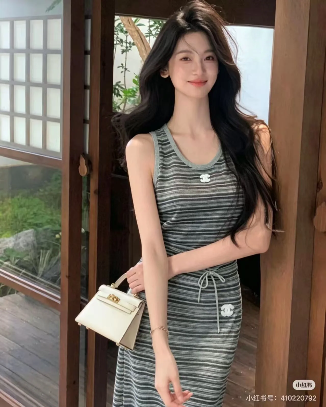 샤넬 컬러 블록 니트 원피스 상세 이미지 1