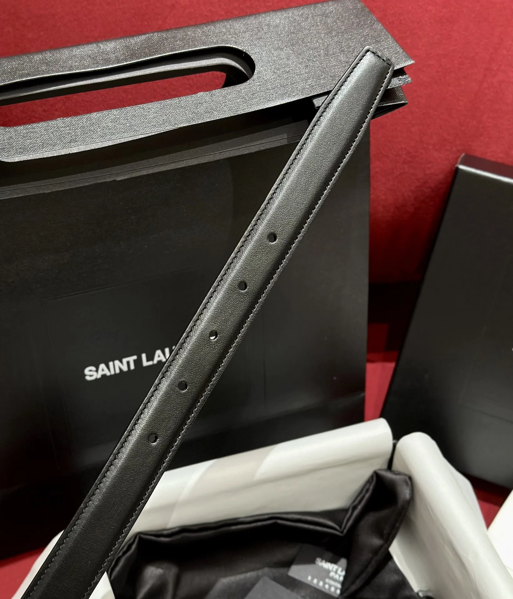 생로랑 YSL 금속 버클 양면 송아지가죽 벨트 상세 이미지 5
