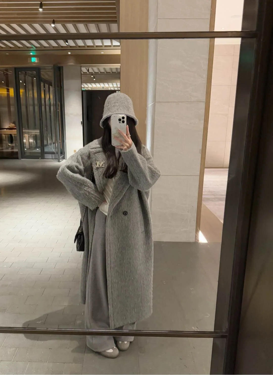 막스마라 알파카 울 미디엄 그레이 여성 자켓 154088