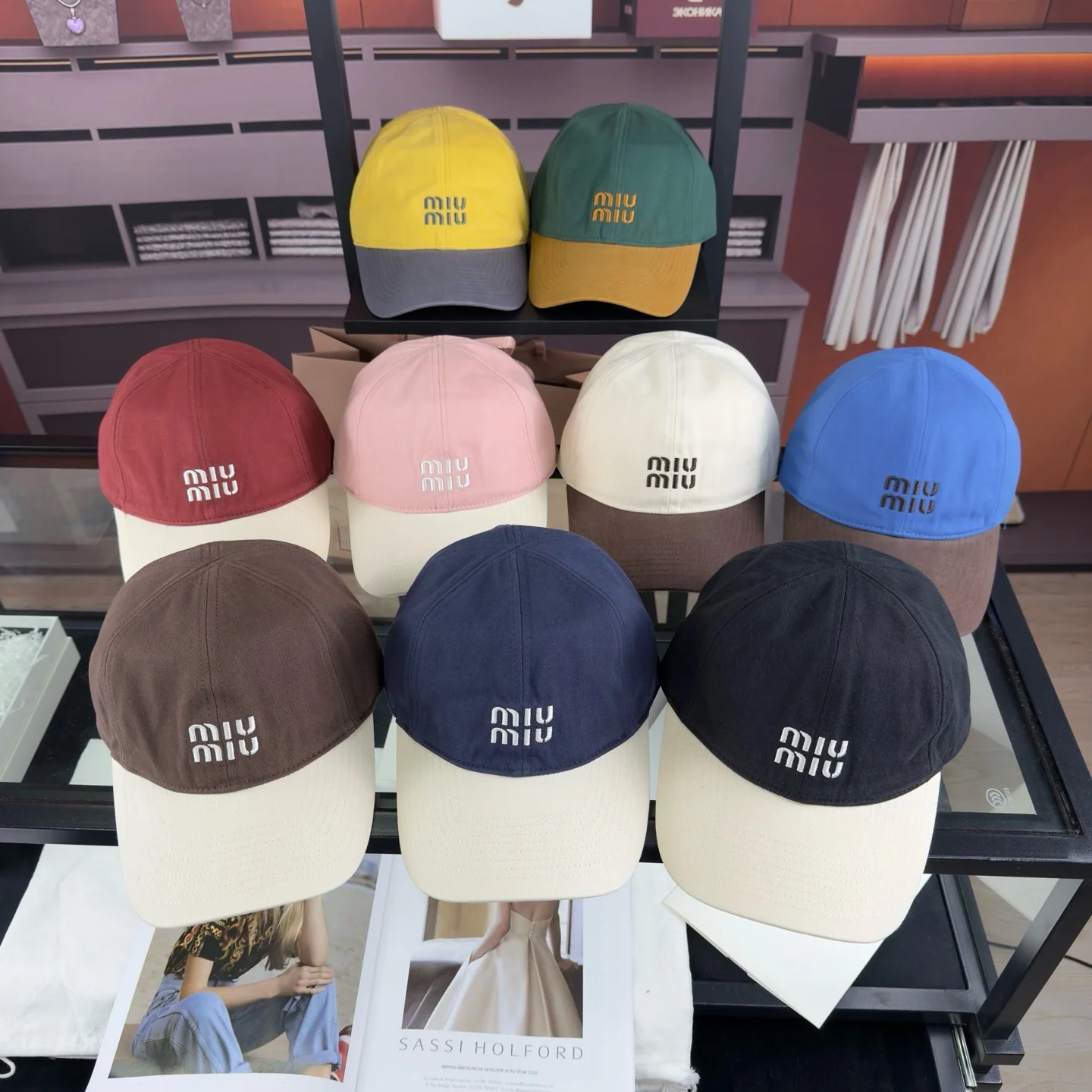 미우미우 컬러 블록 베이스볼 캡 상세 이미지 3