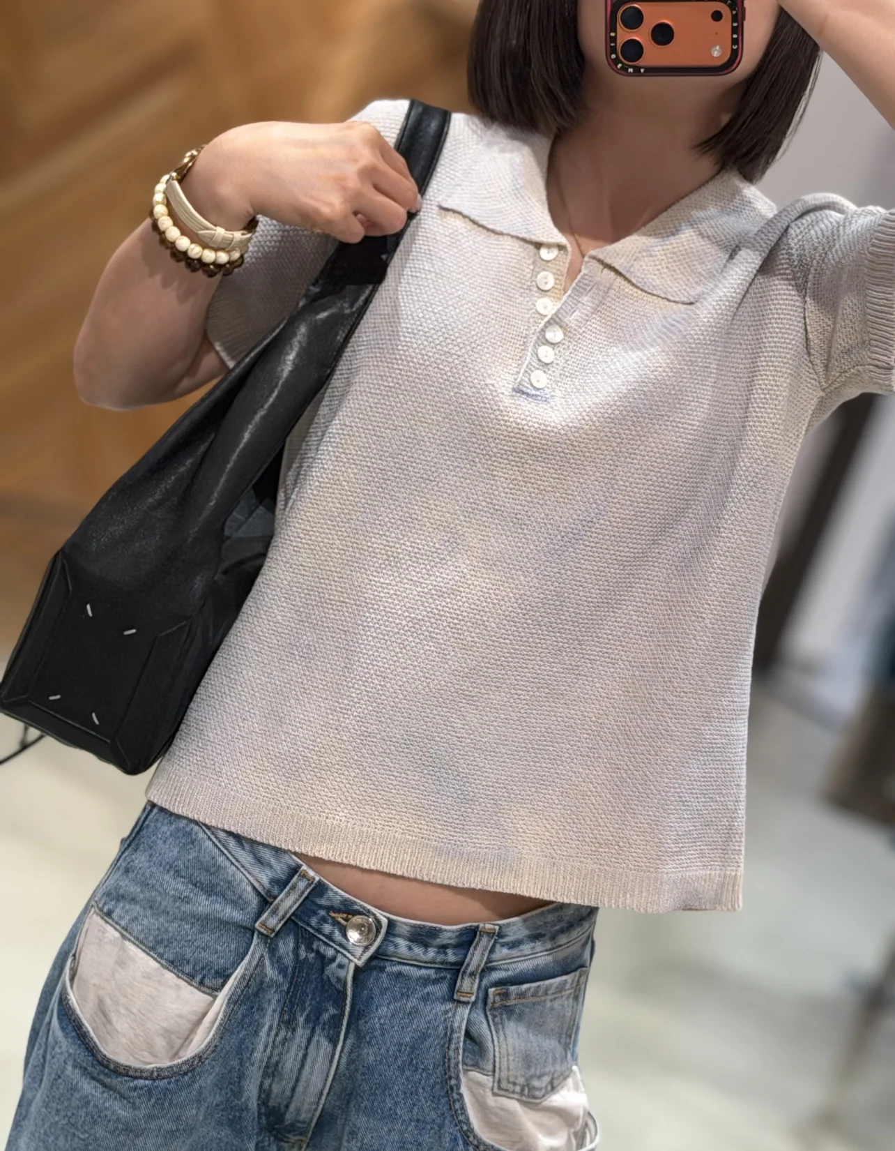 마르지엘라 블루 반팔 니트 티셔츠 상세 이미지 6