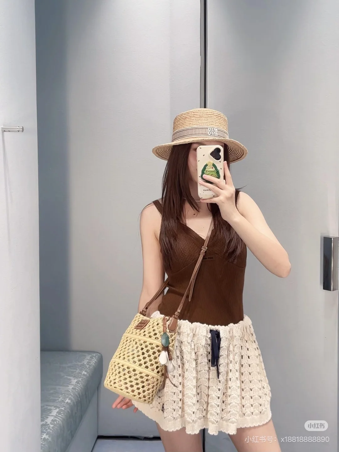 미우미우 플랫탑 라피아 모자 상세 이미지 1
