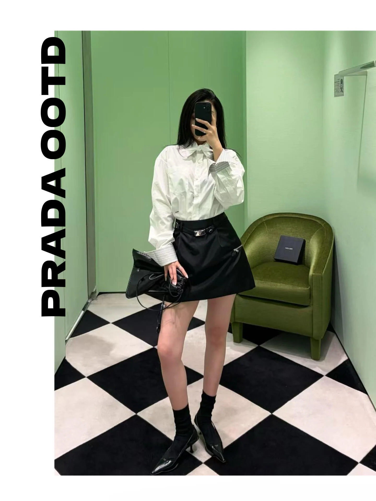 프라다 체크 패치워크 코튼 셔츠 상세 이미지 5
