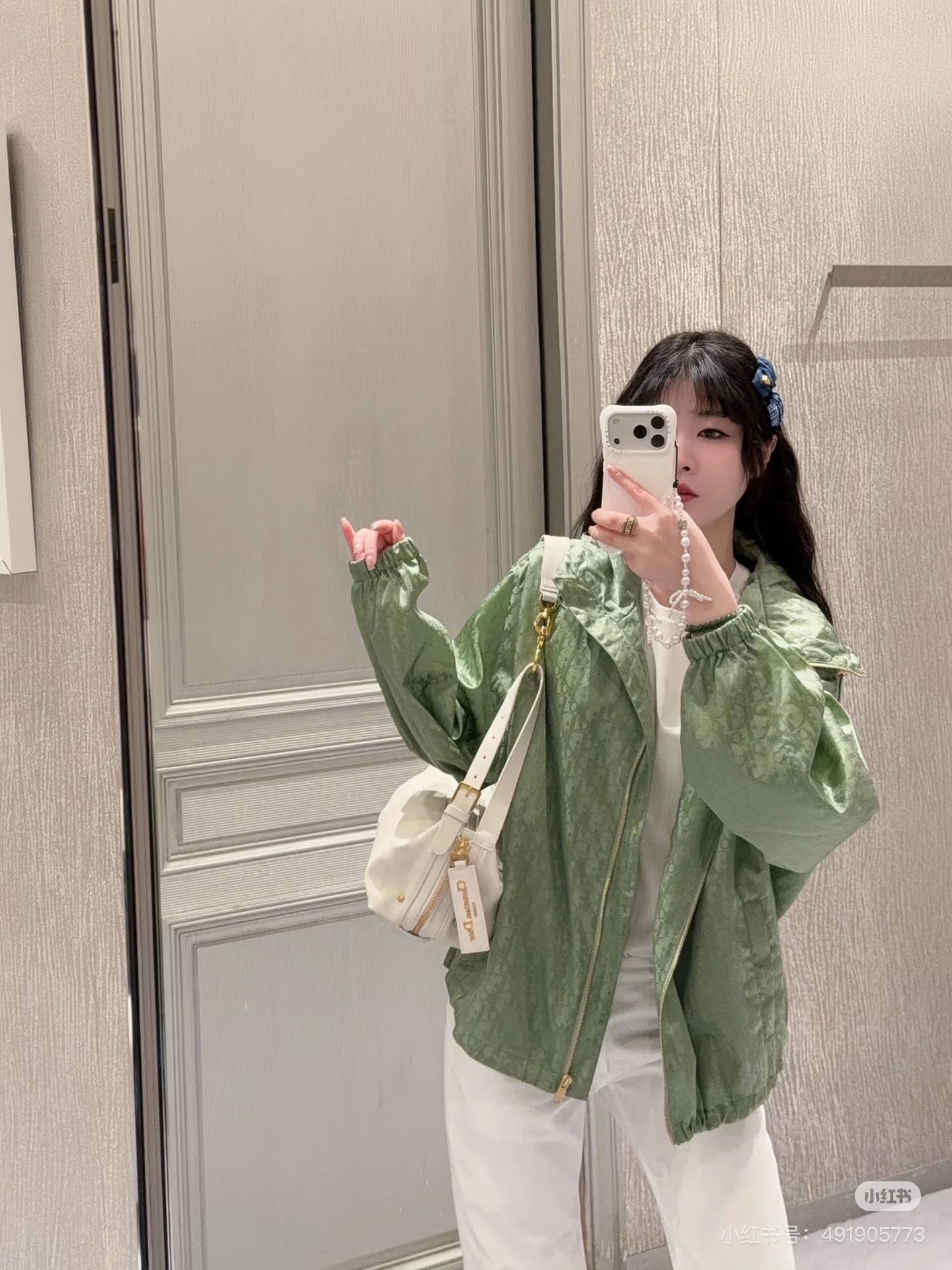 디올 그린 모노그램 자카드 윈드브레이커 자켓 상세 이미지 2