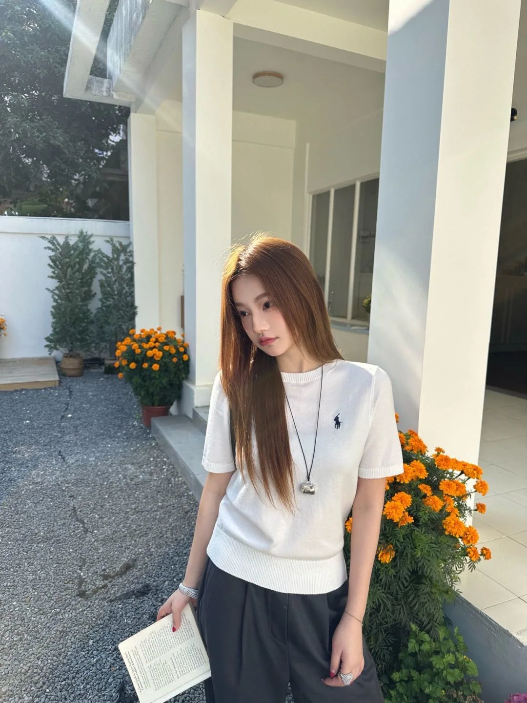 폴로 여성 니트 반팔 티셔츠 상세 이미지 1