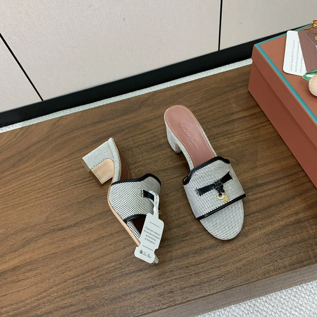 로로피아나 컬러 블록 미드힐 뮬 상세 이미지 2