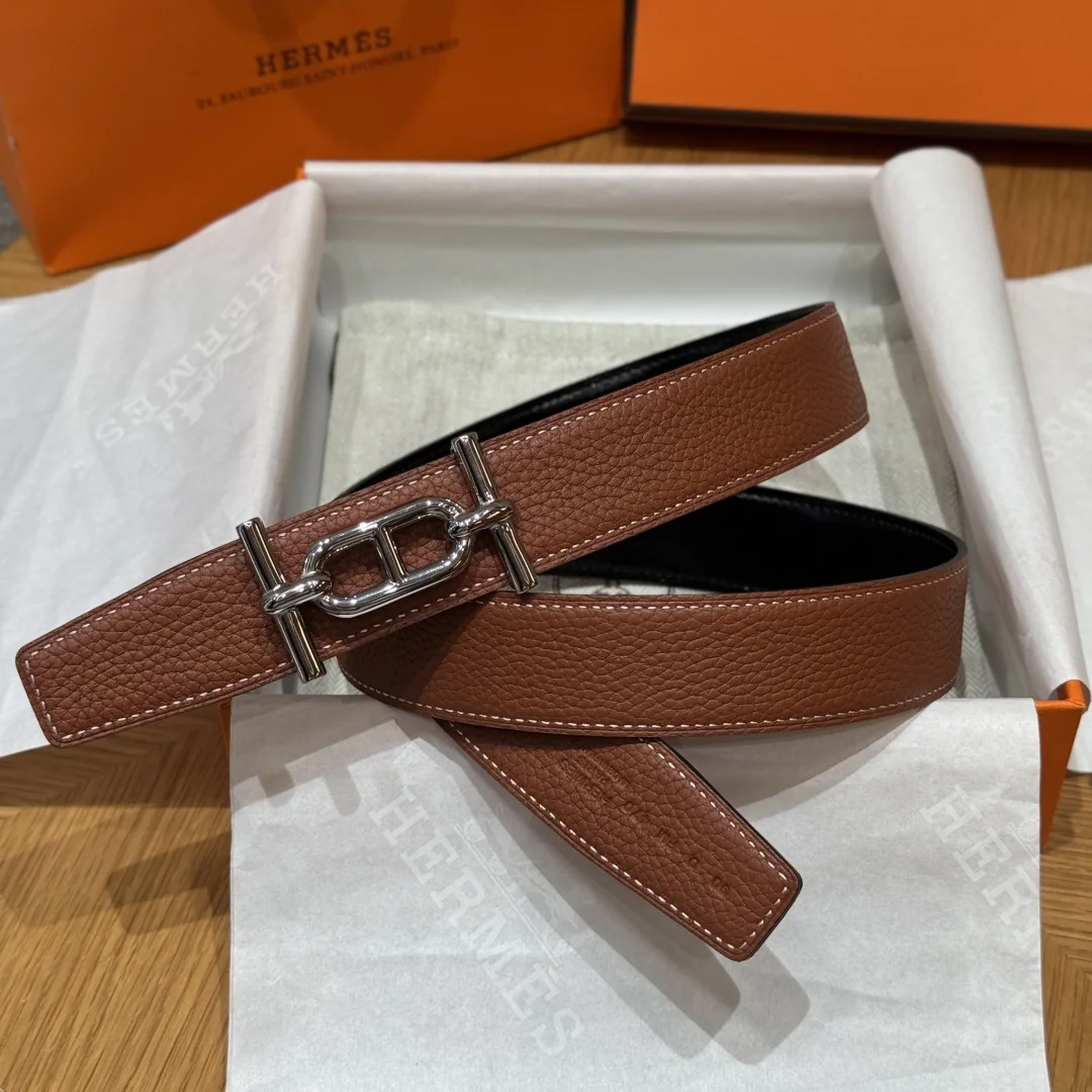 에르메스 H 버클 양면 가죽 벨트 175566