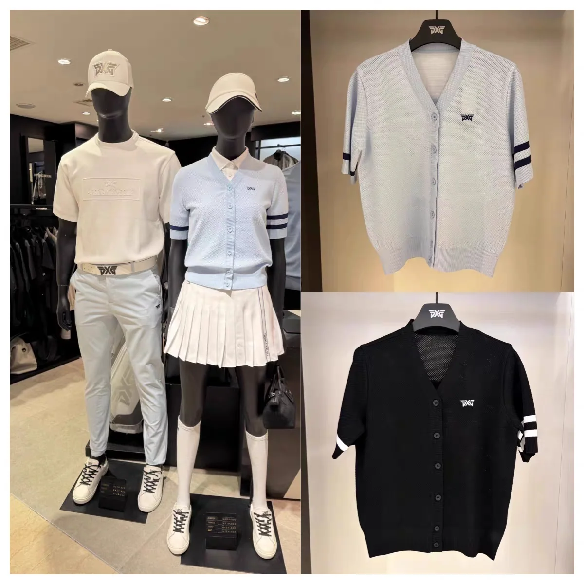 PXG 여성 여름 니트 반팔 탑 상세 이미지 1
