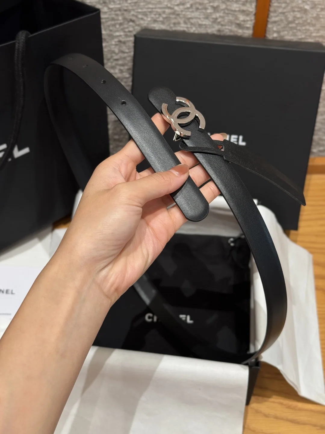 샤넬 더블 C 메탈 클라스프 양면 송아지가죽 벨트 상세 이미지 3