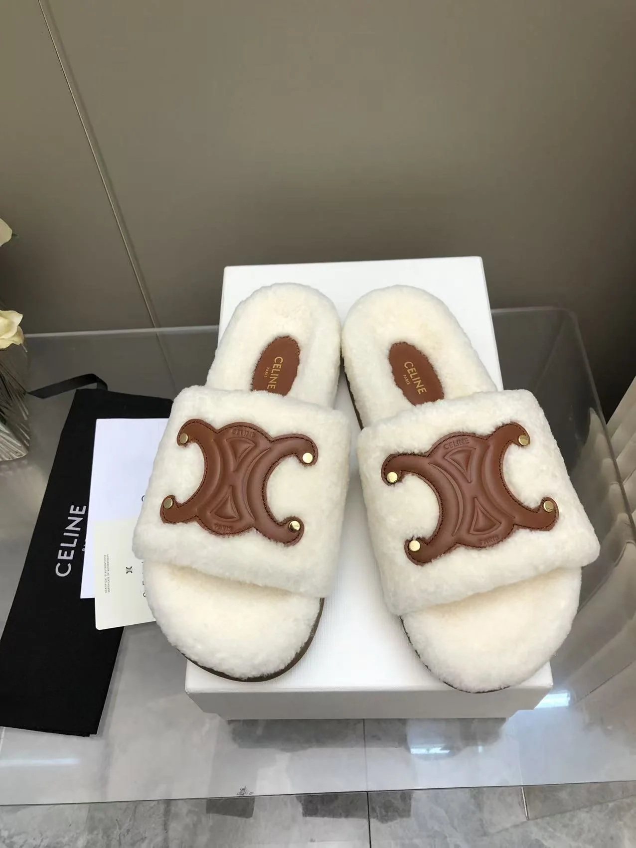 셀린느 개선문 로고 울 슬리퍼 상세 이미지 1