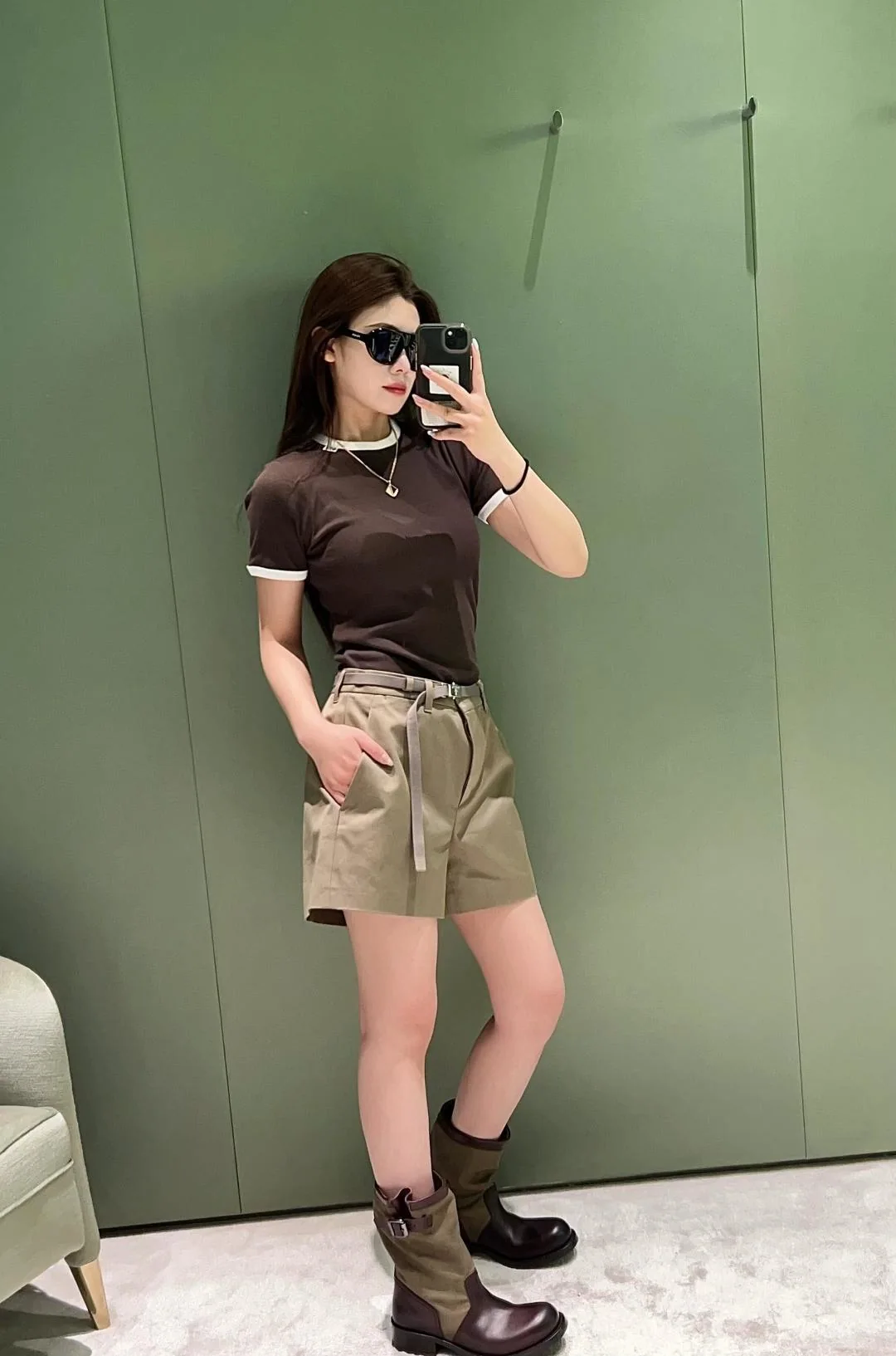 프라다 컬러 블록 립 짜임 여성 반팔 티셔츠 상세 이미지 2