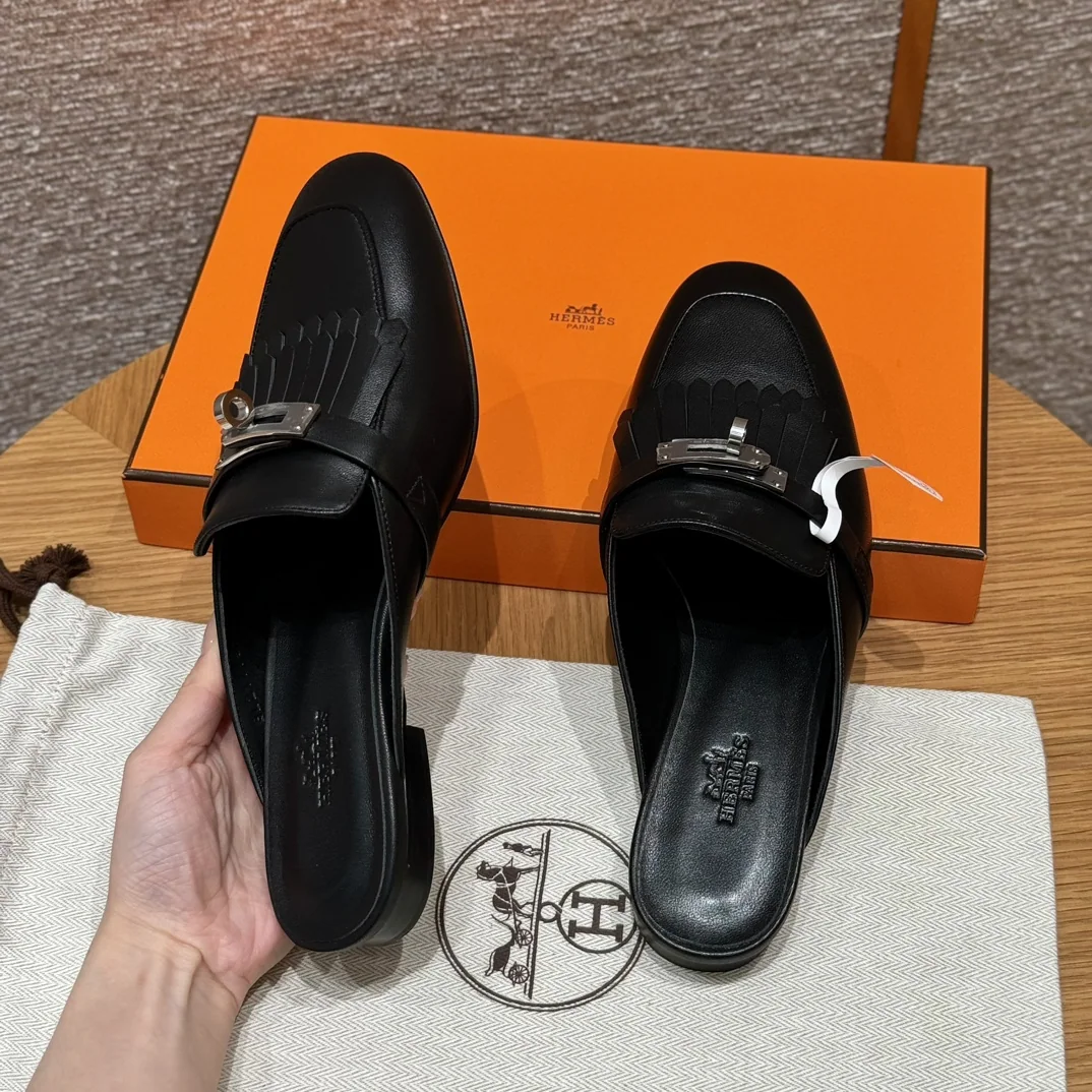 에르메스 188 온스 뮬 블랙 슬립온 신발 8542 상세 이미지 4