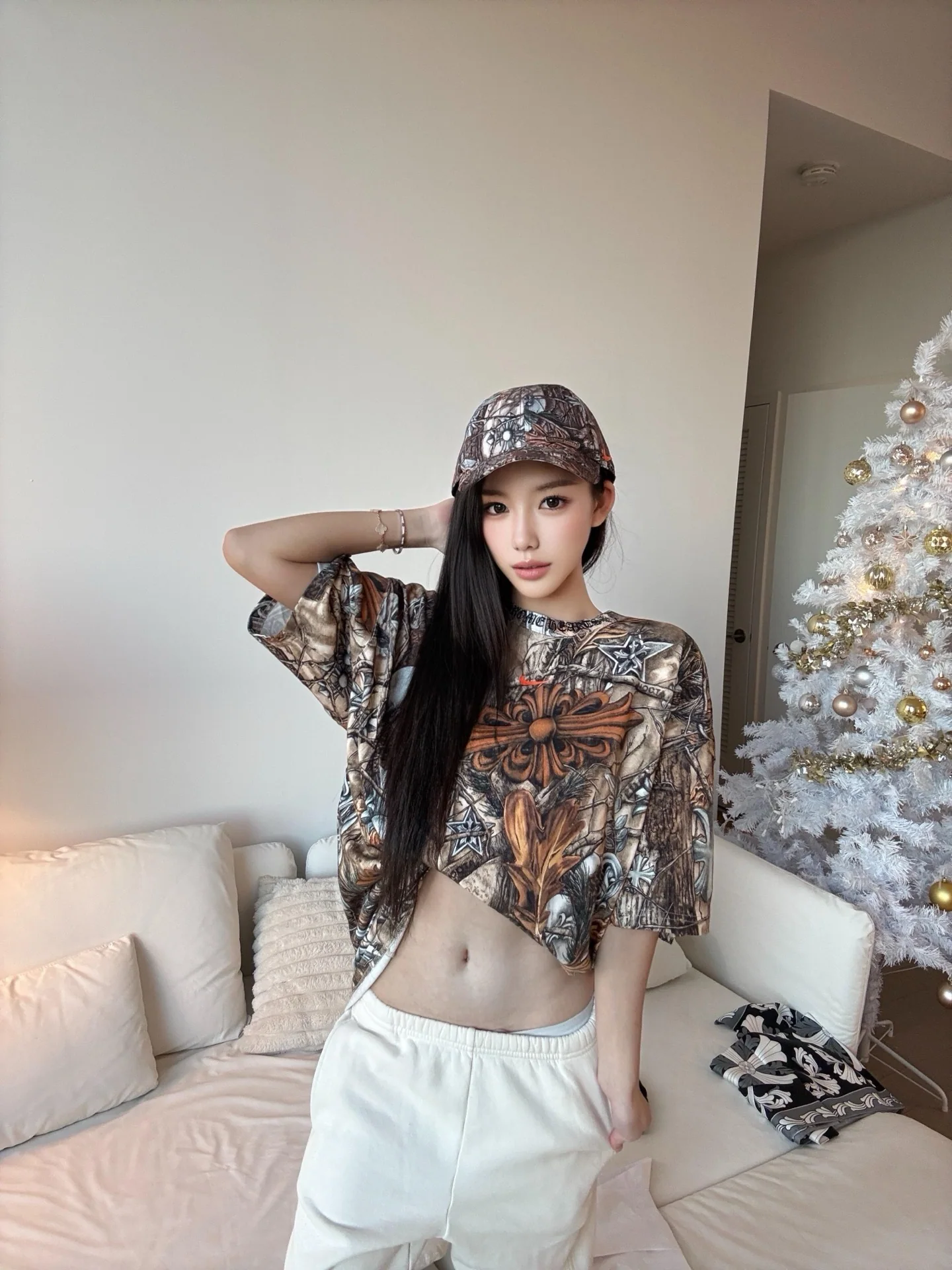 크롬하츠 리프 & 말굽 프린트 여성 반팔 티셔츠 26 SS 상세 이미지 1