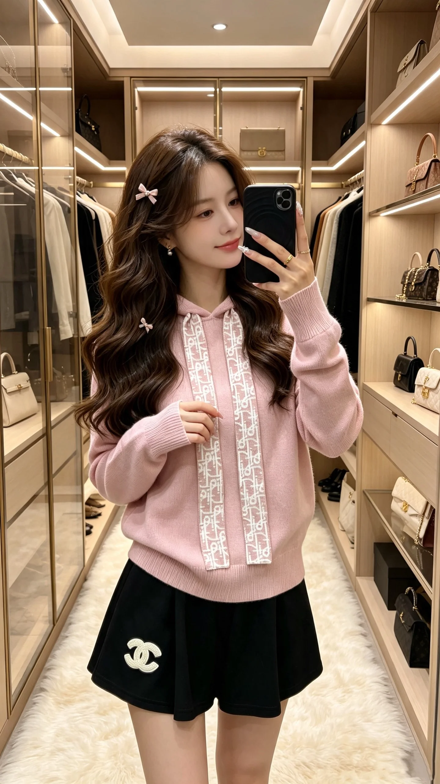 디올 울 혼방 후드 니트 스웨터 146551