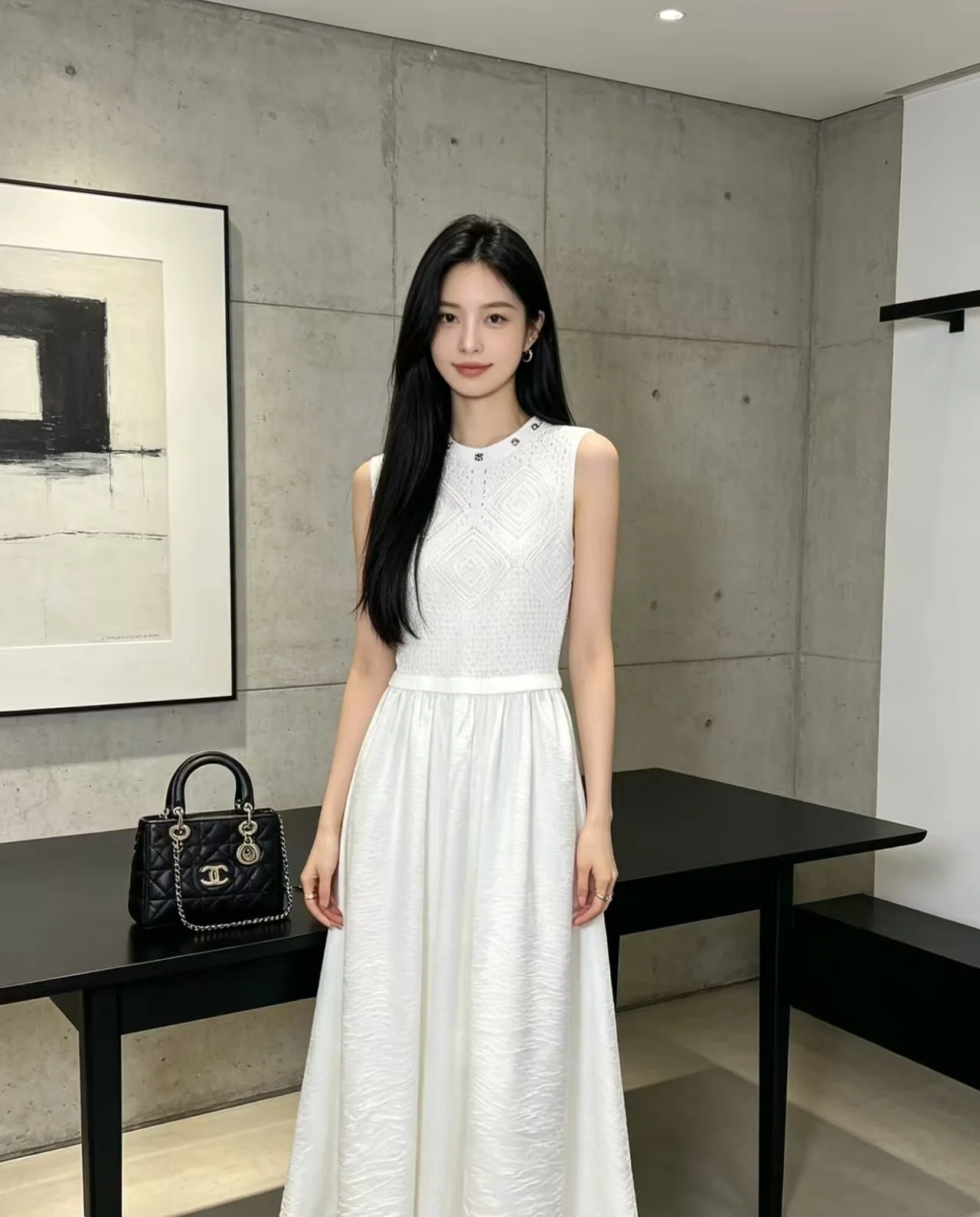 샤넬 패치워크 니트 여성 원피스 상세 이미지 1