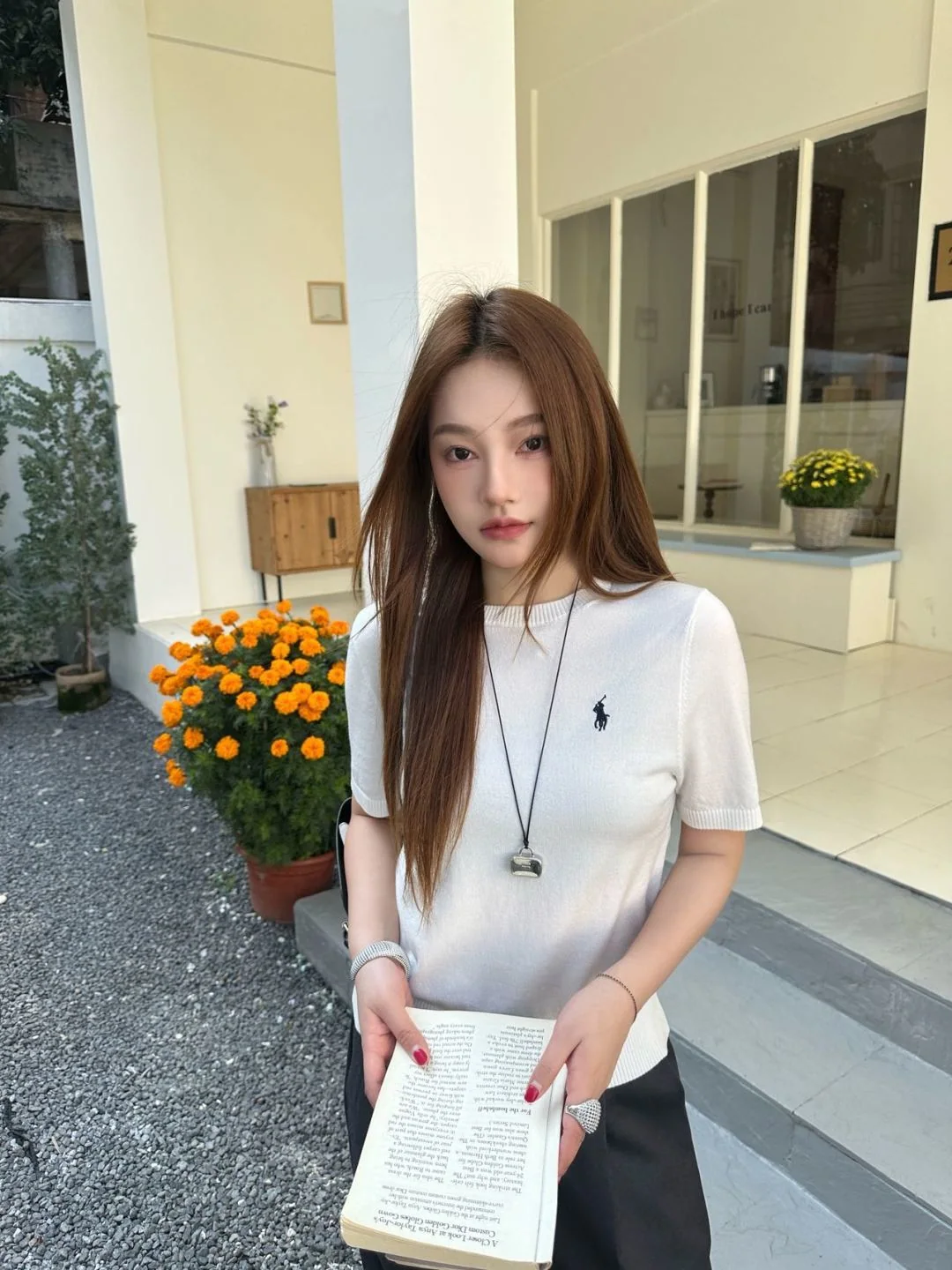 폴로 여성 니트 반팔 티셔츠 상세 이미지 9