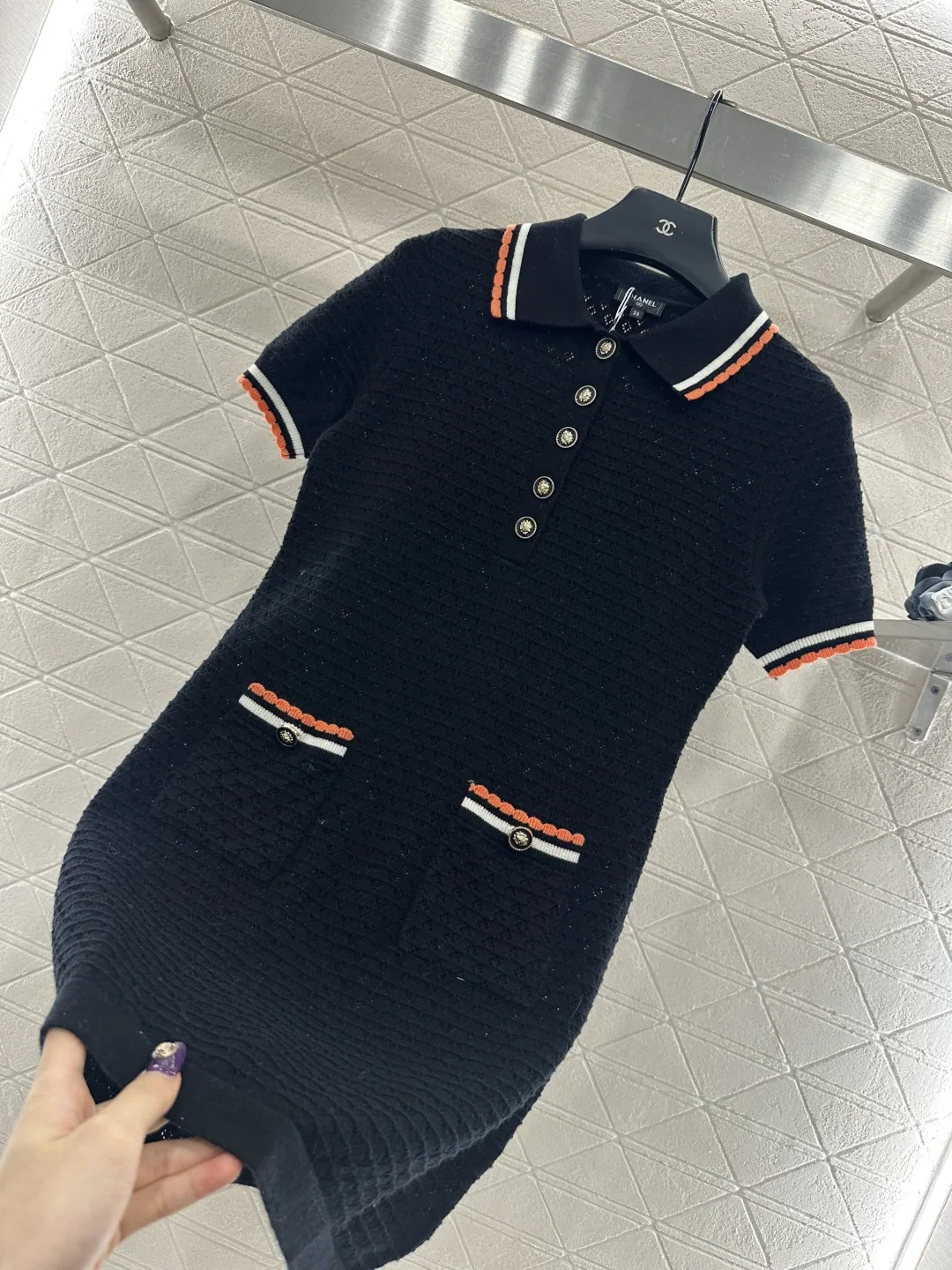 샤넬 까멜리아 캐시미어 카라 반팔 니트 티셔츠 6054 상세 이미지 7