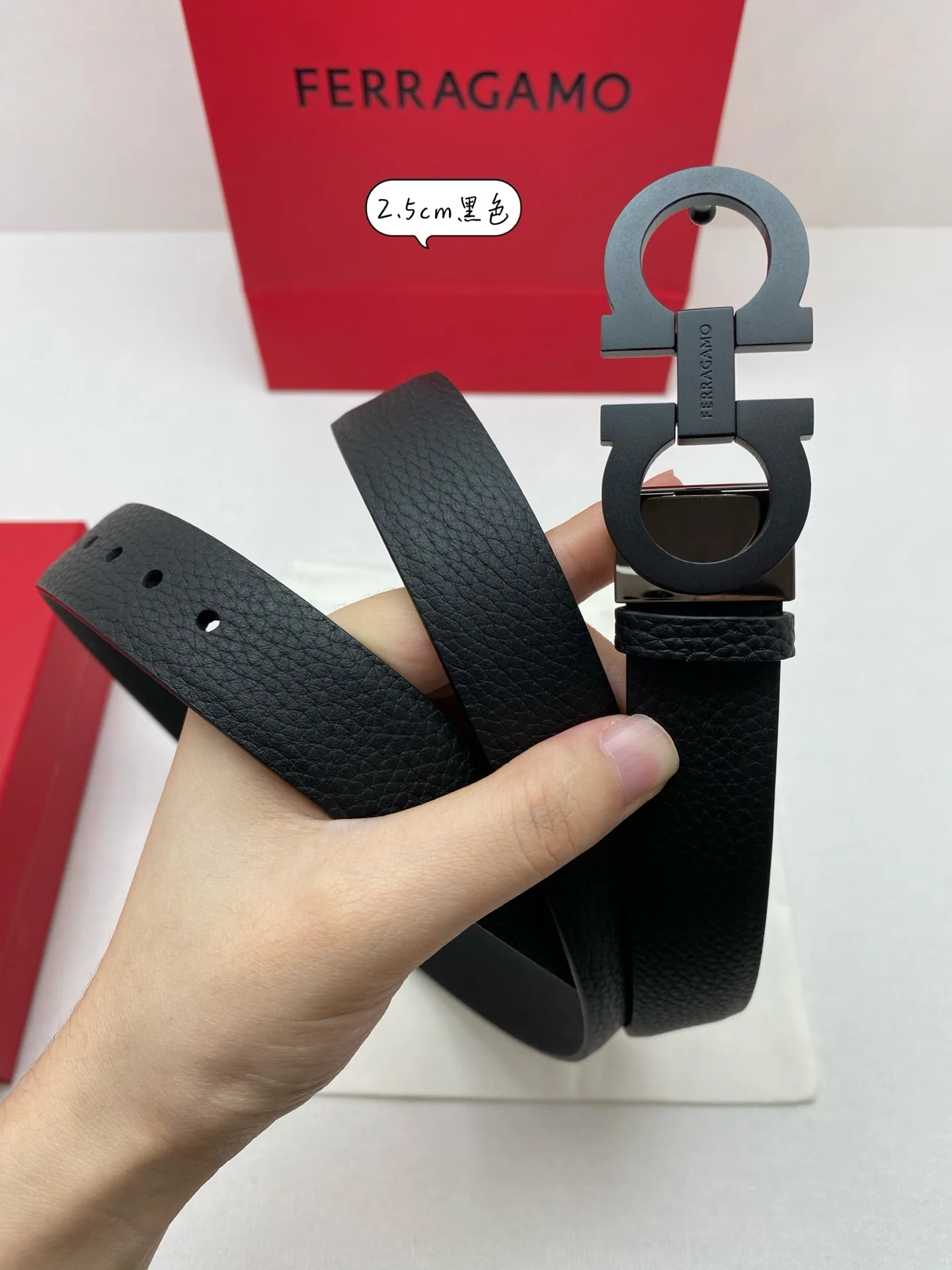 페레가모 메탈 가든 초 더블 버클 양면 소가죽 벨트 상세 이미지 5