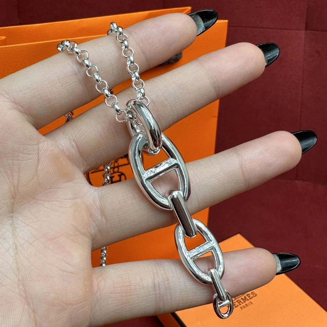 에르메스 앵커 체인 돼지 코 목걸이 상세 이미지 3