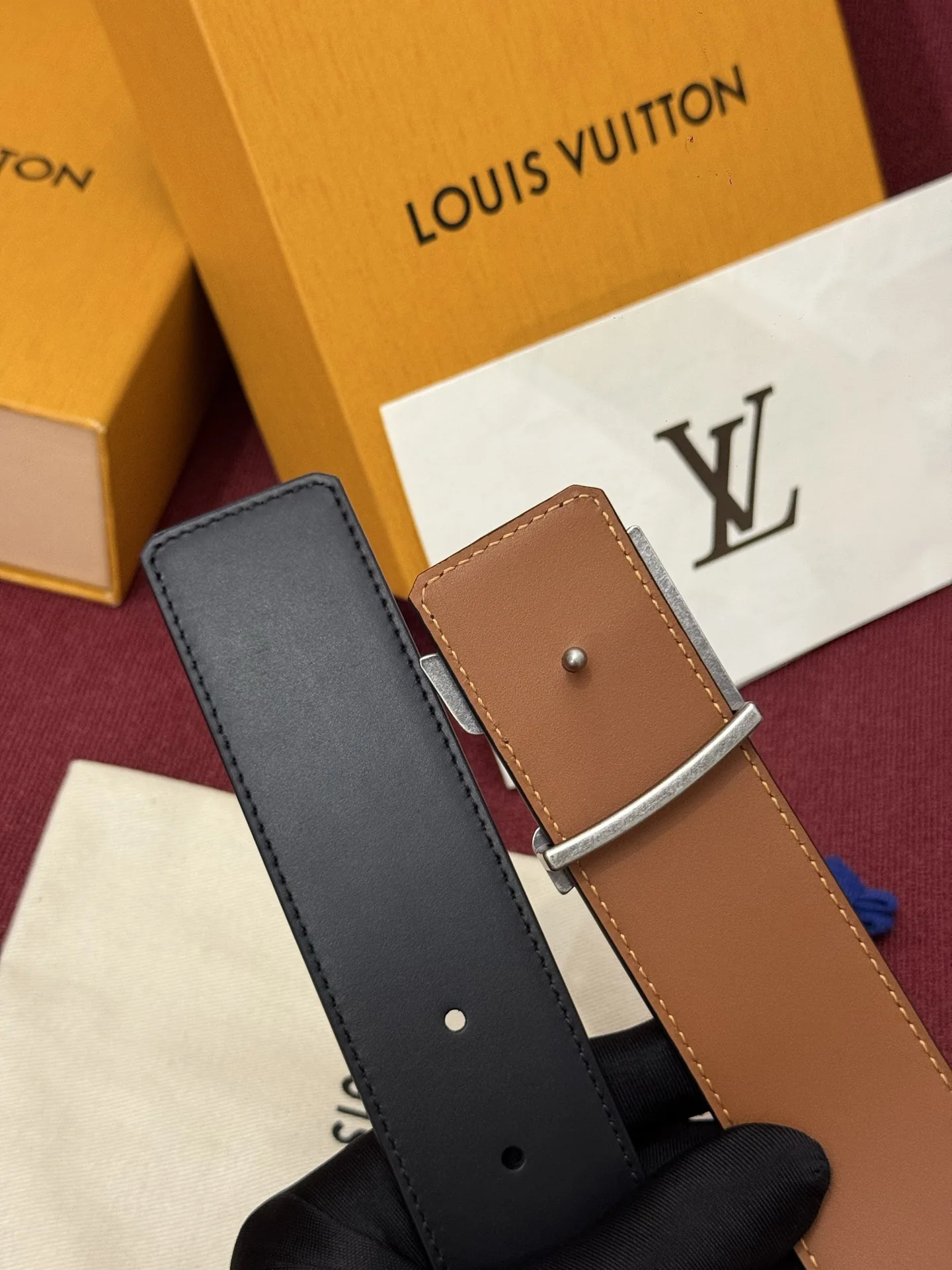 루이비통 다미에 LV 리버시블 벨트 상세 이미지 4