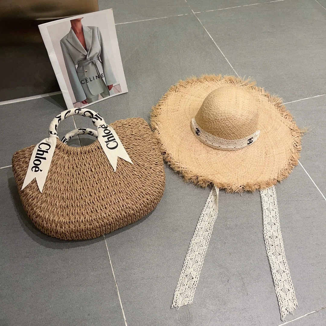 샤넬 라피아 밀짚 접이식 모자 상세 이미지 1