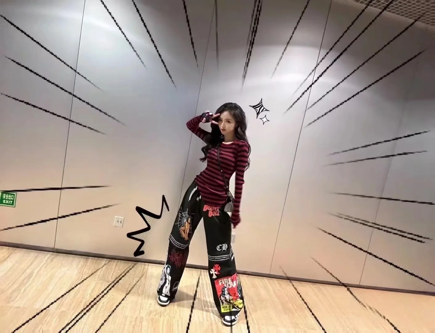 크롬하츠 그래피티 코믹 스트립 여성 바지 상세 이미지 3