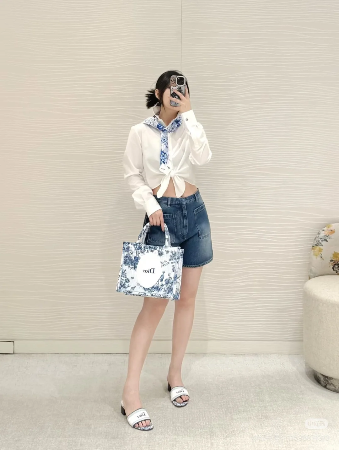 디올 하이웨스트 루즈핏 데님 바지 상세 이미지 2