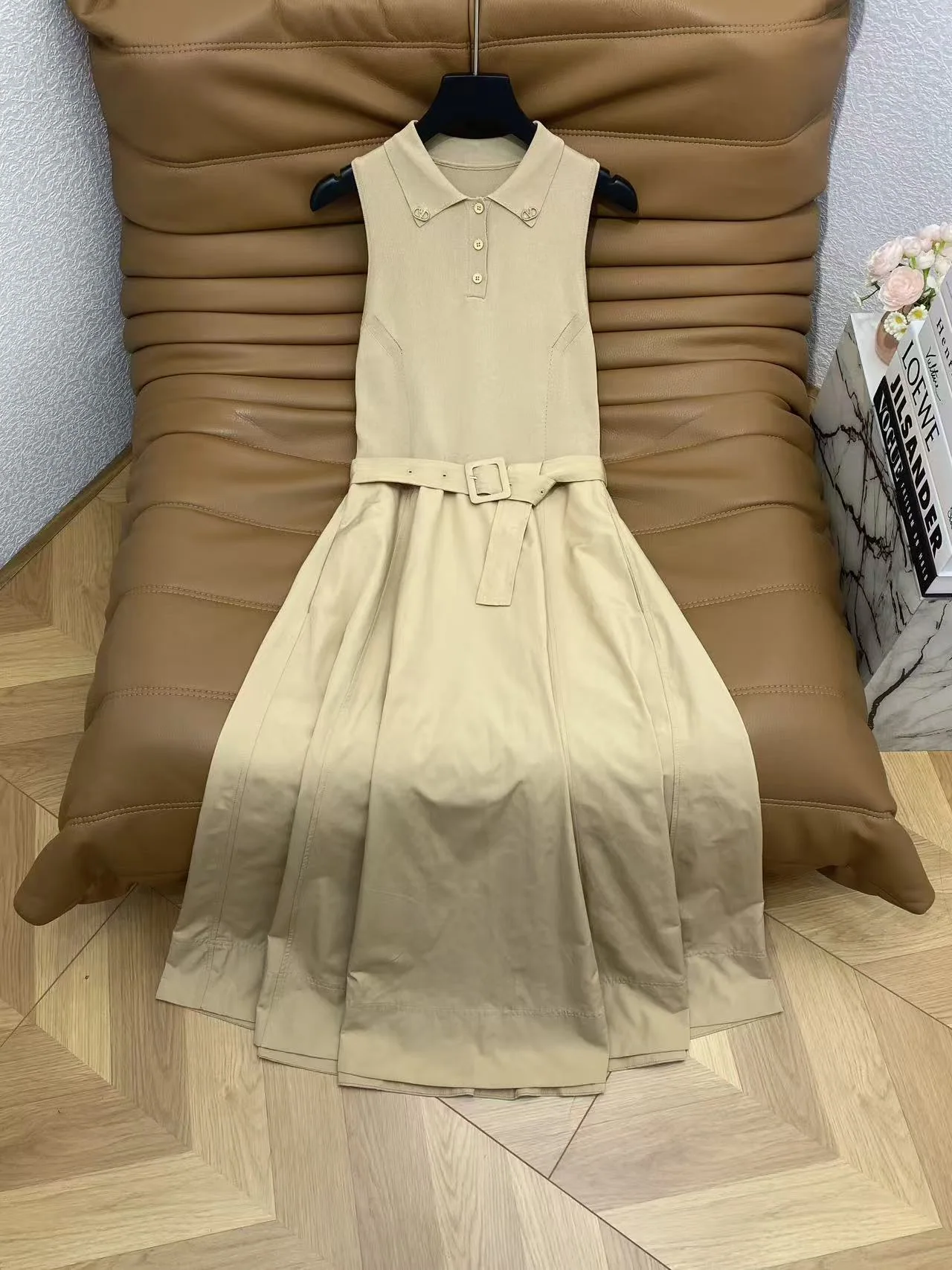 발렌티노 울 코튼 혼방 민소매 맥시 원피스 상세 이미지 7
