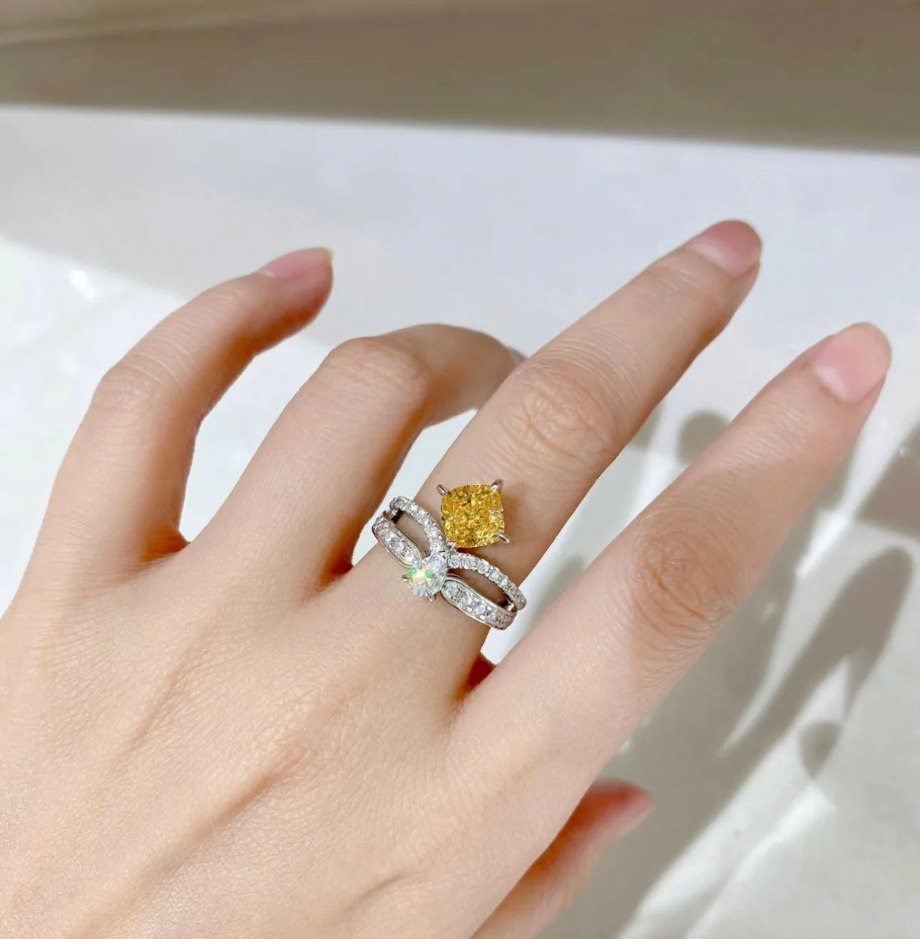 쇼메 옐로우 다이아몬드 골드 도금 반지 상세 이미지 4