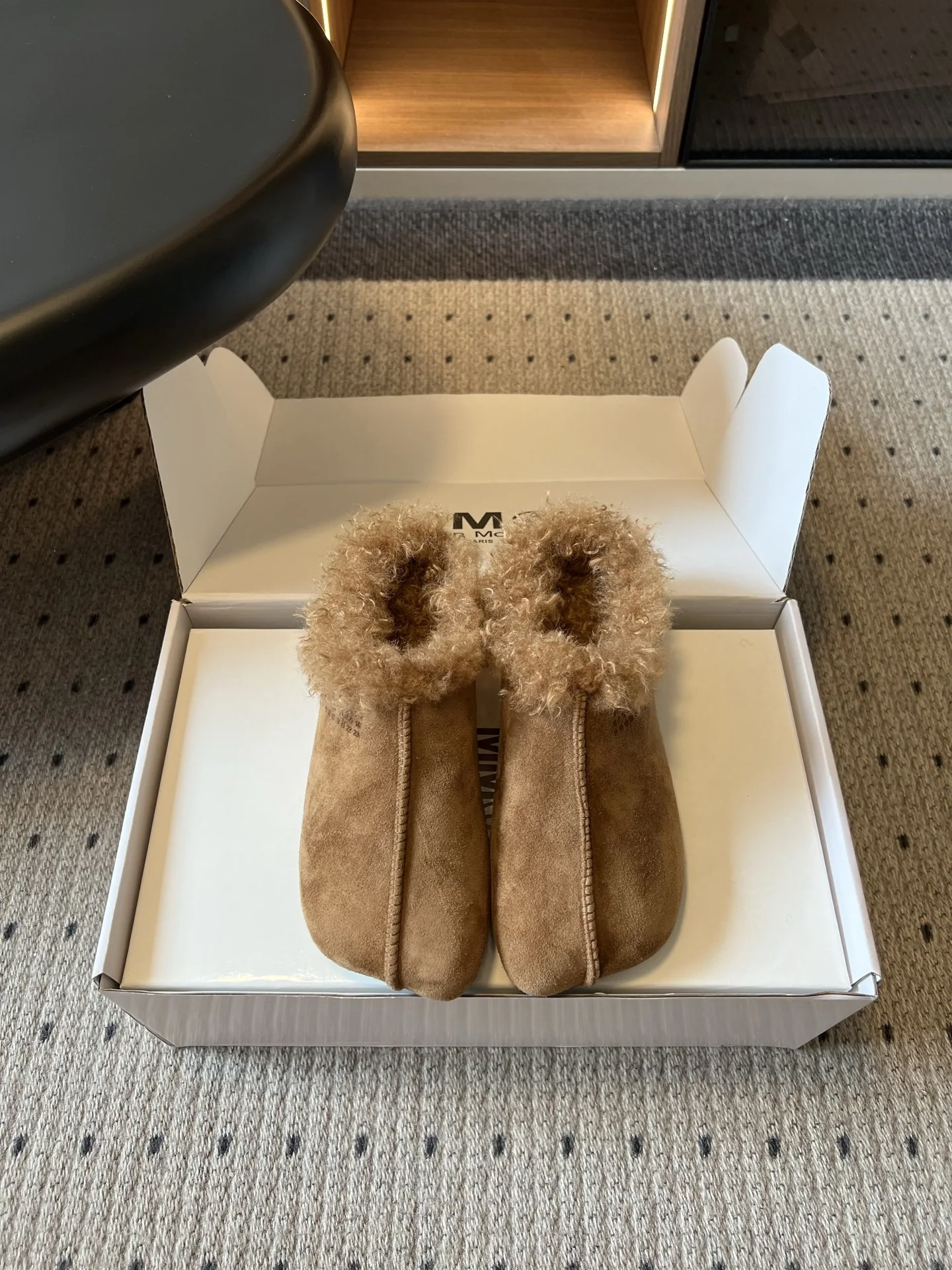 마르지엘라 털 안감 뮬 슬리퍼 155535