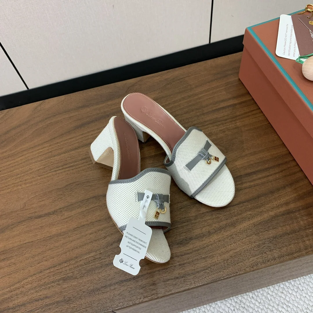 로로피아나 컬러 블록 미드힐 뮬 상세 이미지 5