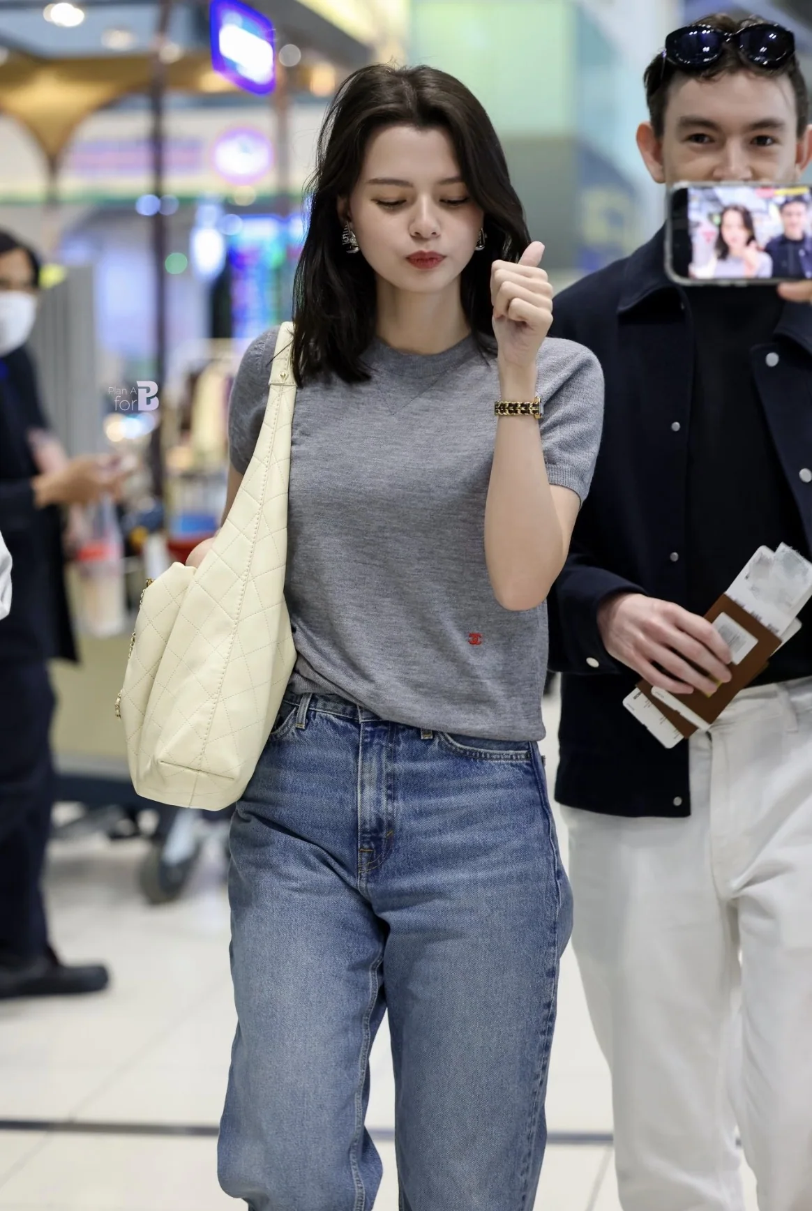 샤넬 라운드넥 여성 반팔 니트 티셔츠 상세 이미지 9