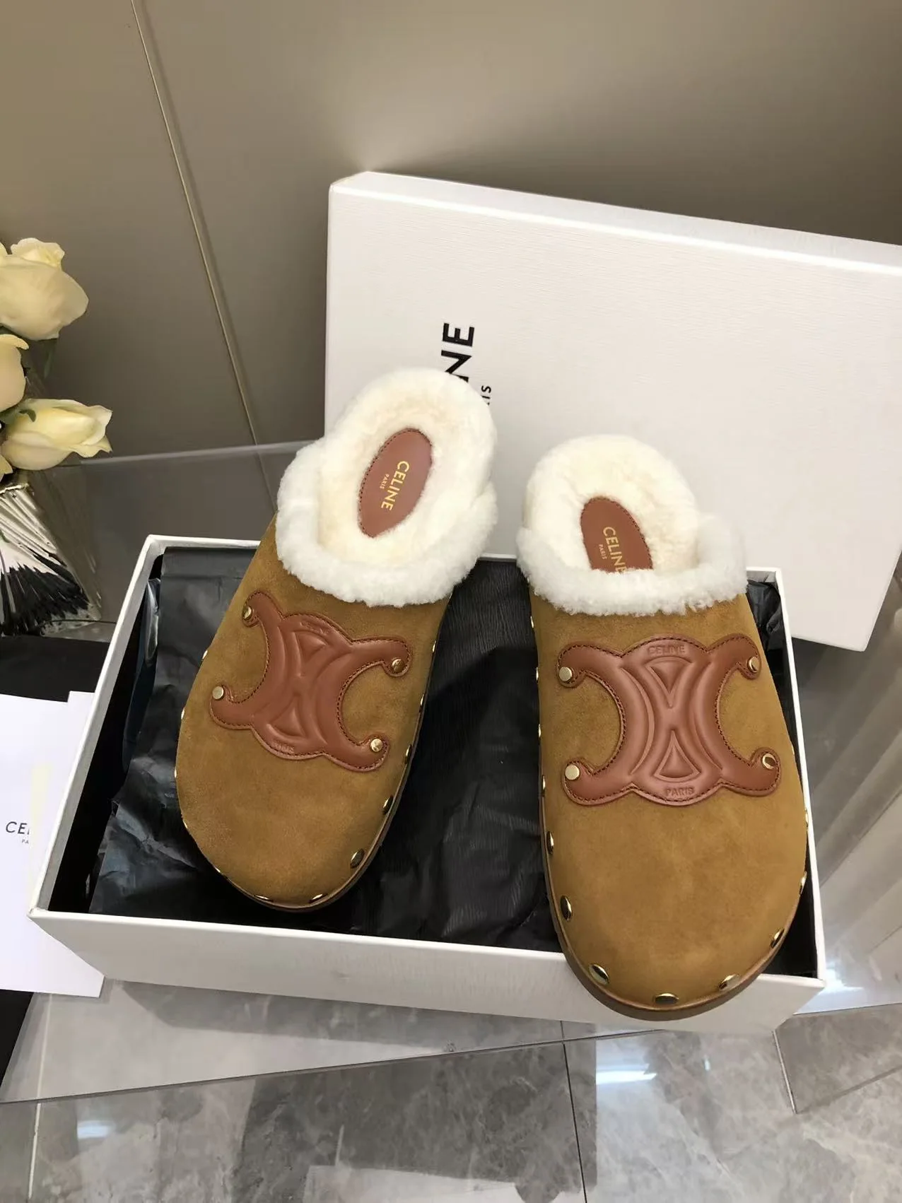 셀린느 브라운 스웨이드 비르켄슈토크 신발 상세 이미지 7