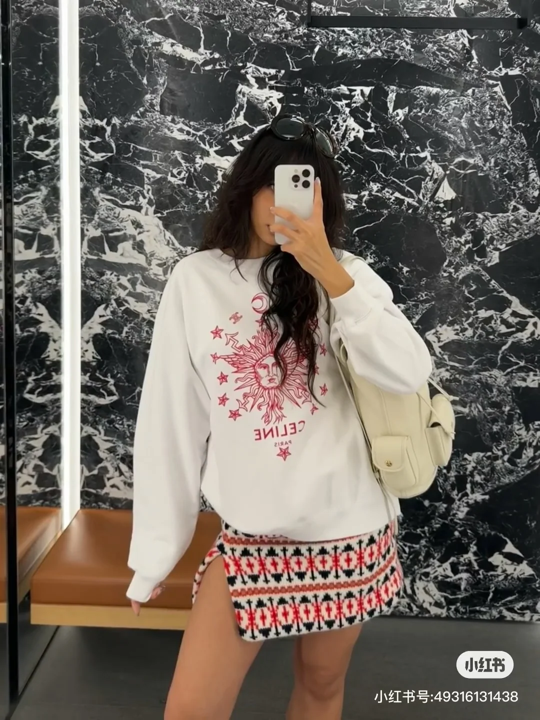 셀린느 스타 문 패턴 면 긴팔 티셔츠 상세 이미지 8
