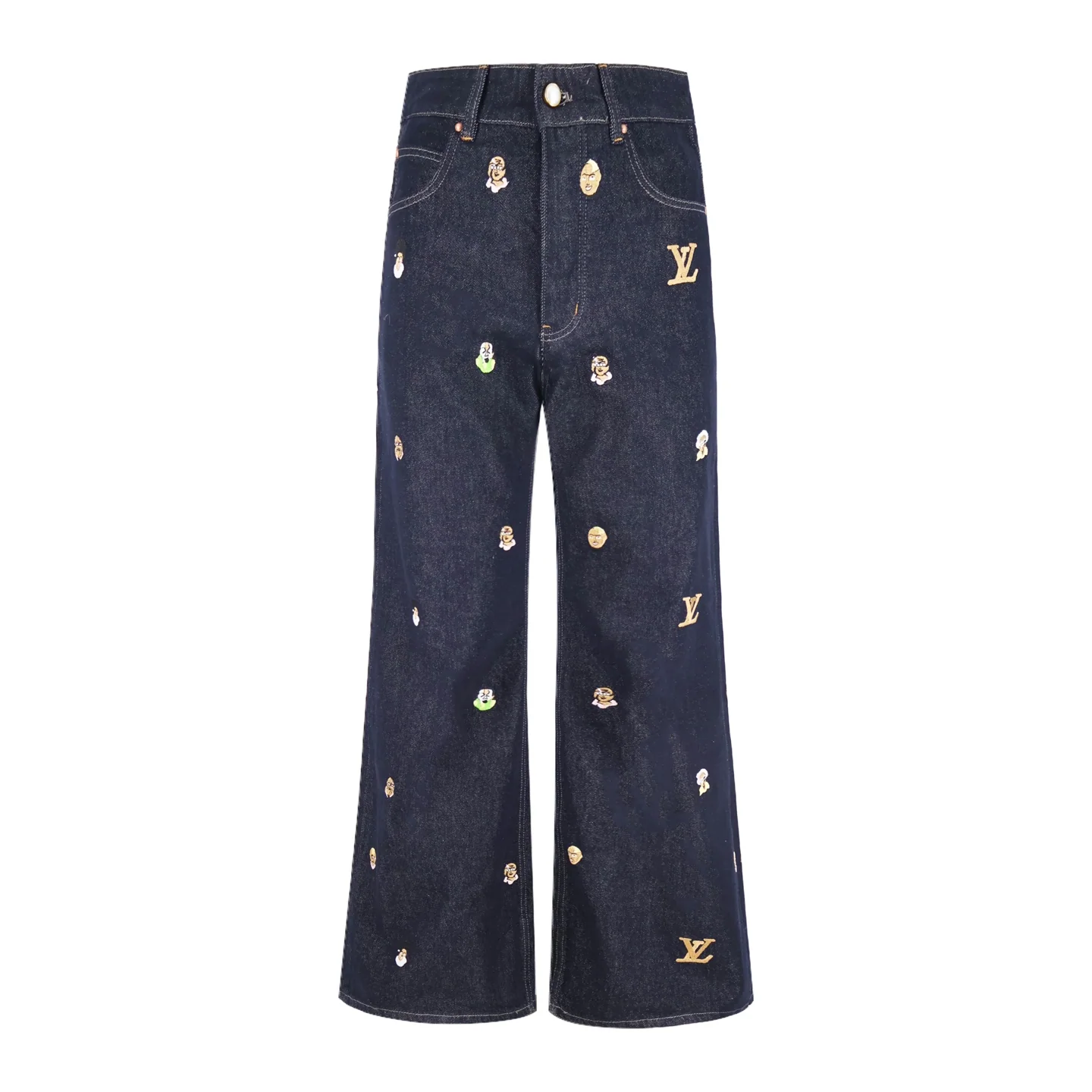 루이비통 스몰포트레이트 자수 플레어 진 바지 160796