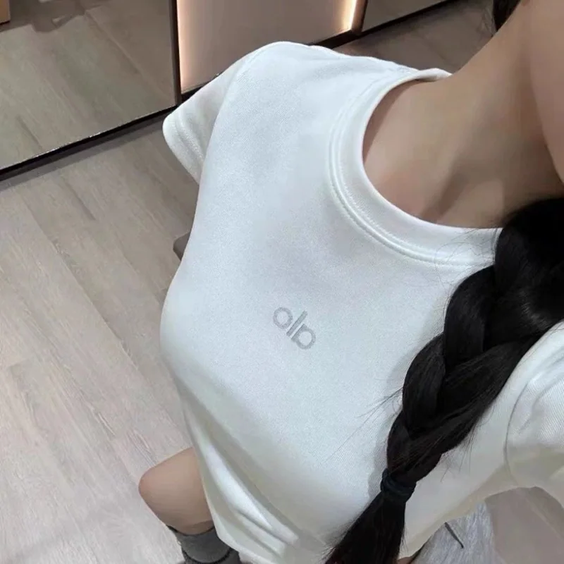 알로 여성 라운드넥 숄더컷 반팔 티셔츠 상세 이미지 5