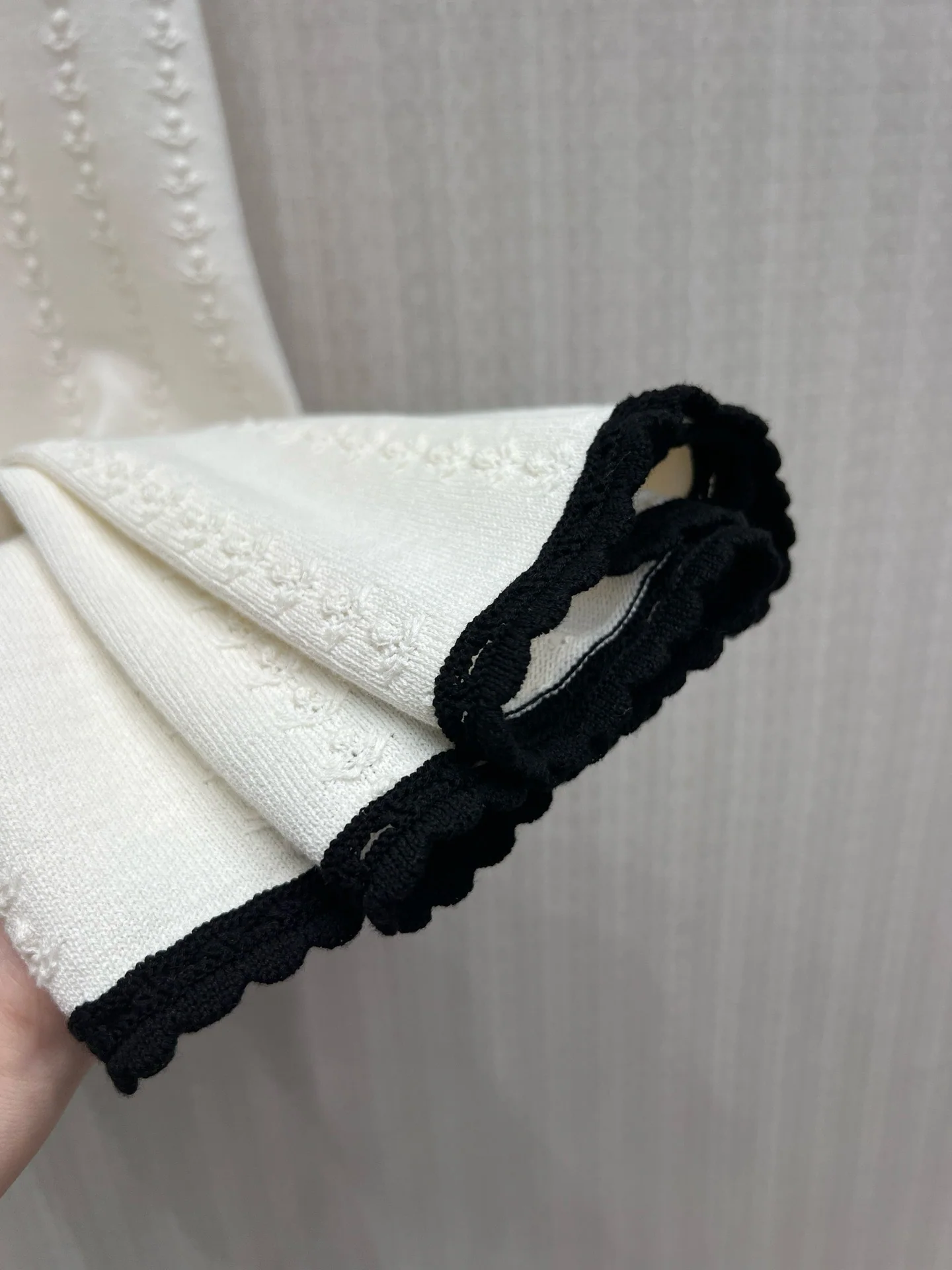 샤넬 블랙 화이트 자카드 A라인 여성 원피스 상세 이미지 7