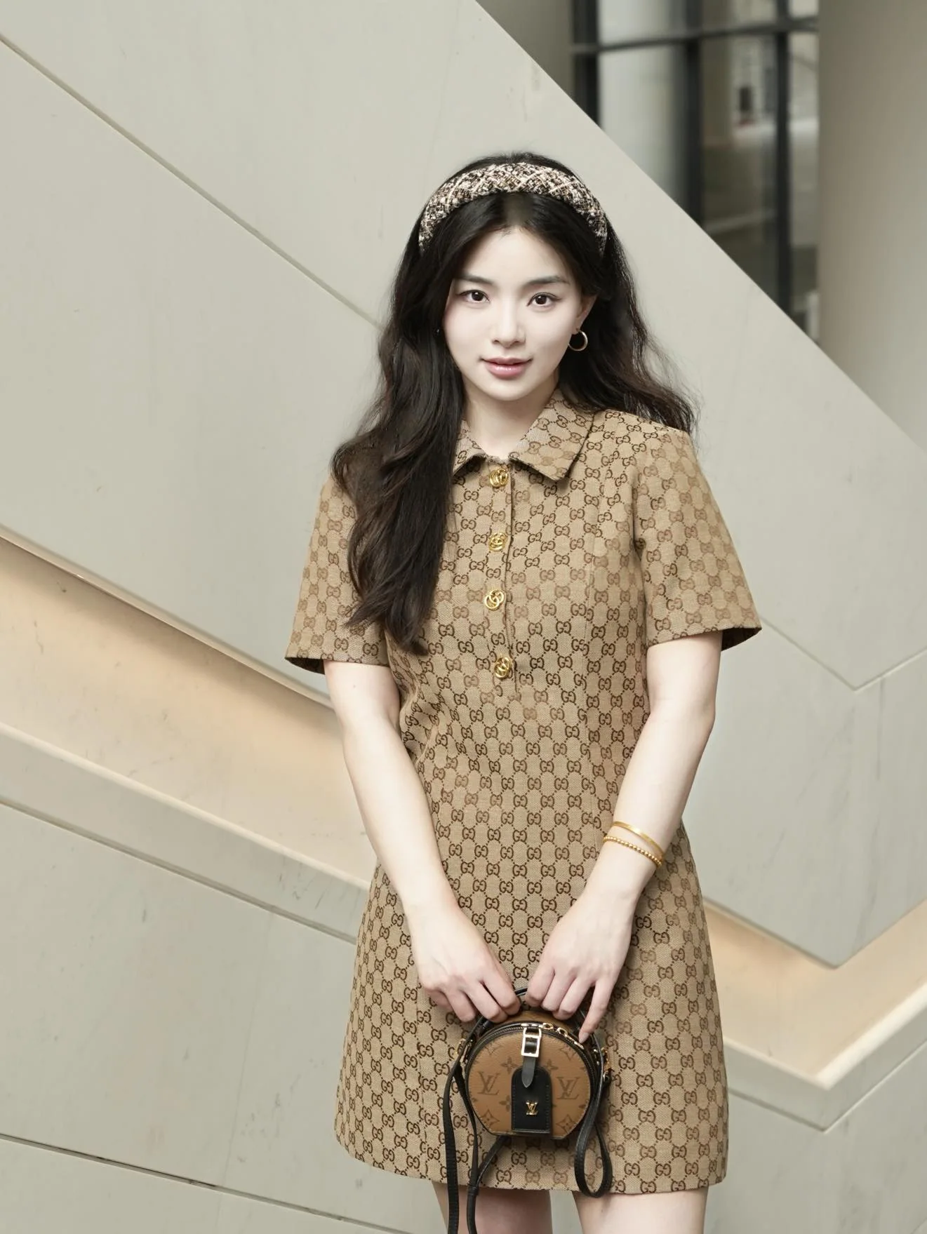 구찌 여성 자카드 슬림핏 반팔 원피스 상세 이미지 9
