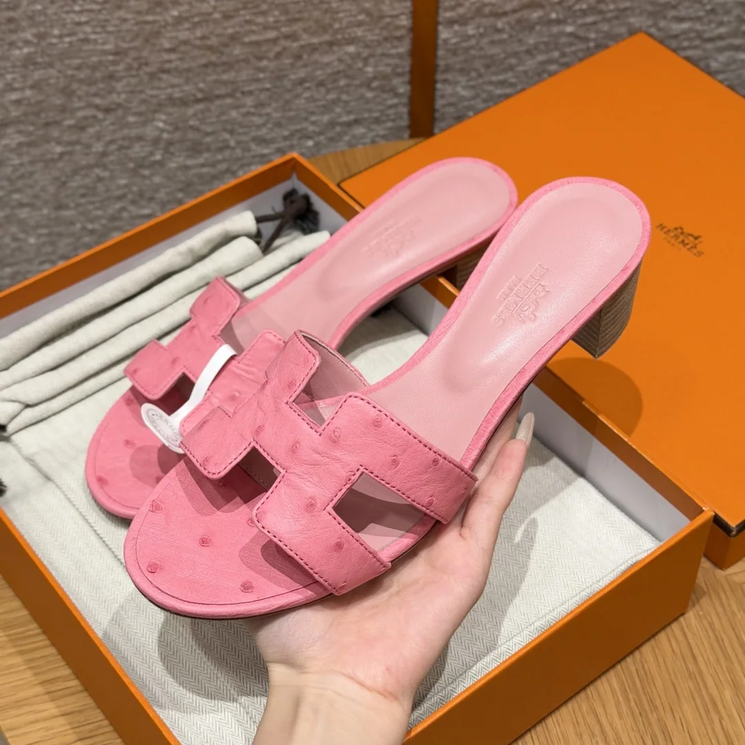 에르메스 오아시스 타조 가죽 하이힐 샌들 상세 이미지 2