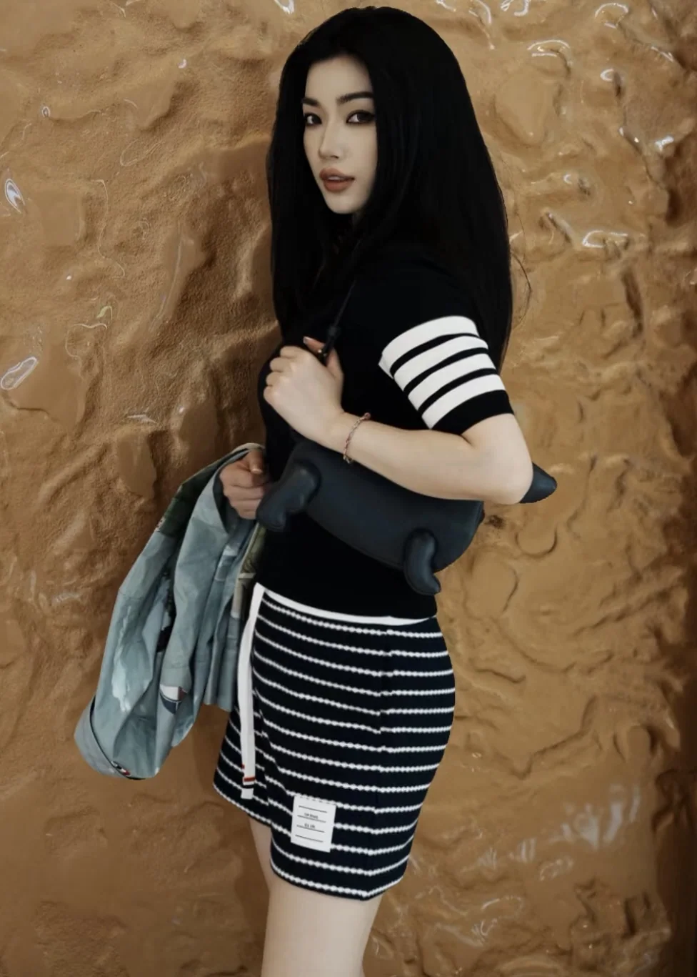 톰브라운 여성 코튼 스트라이프 반바지 상세 이미지 7