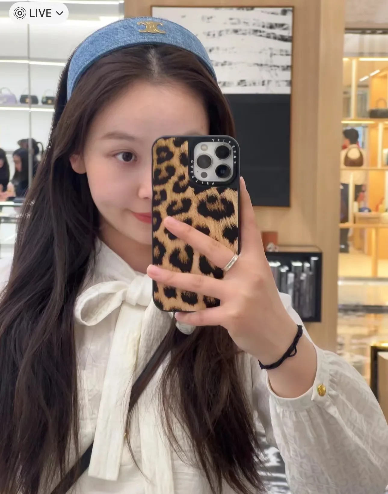 셀린느 골드 개선문 데님 블루 와이드 헤드밴드 상세 이미지 9