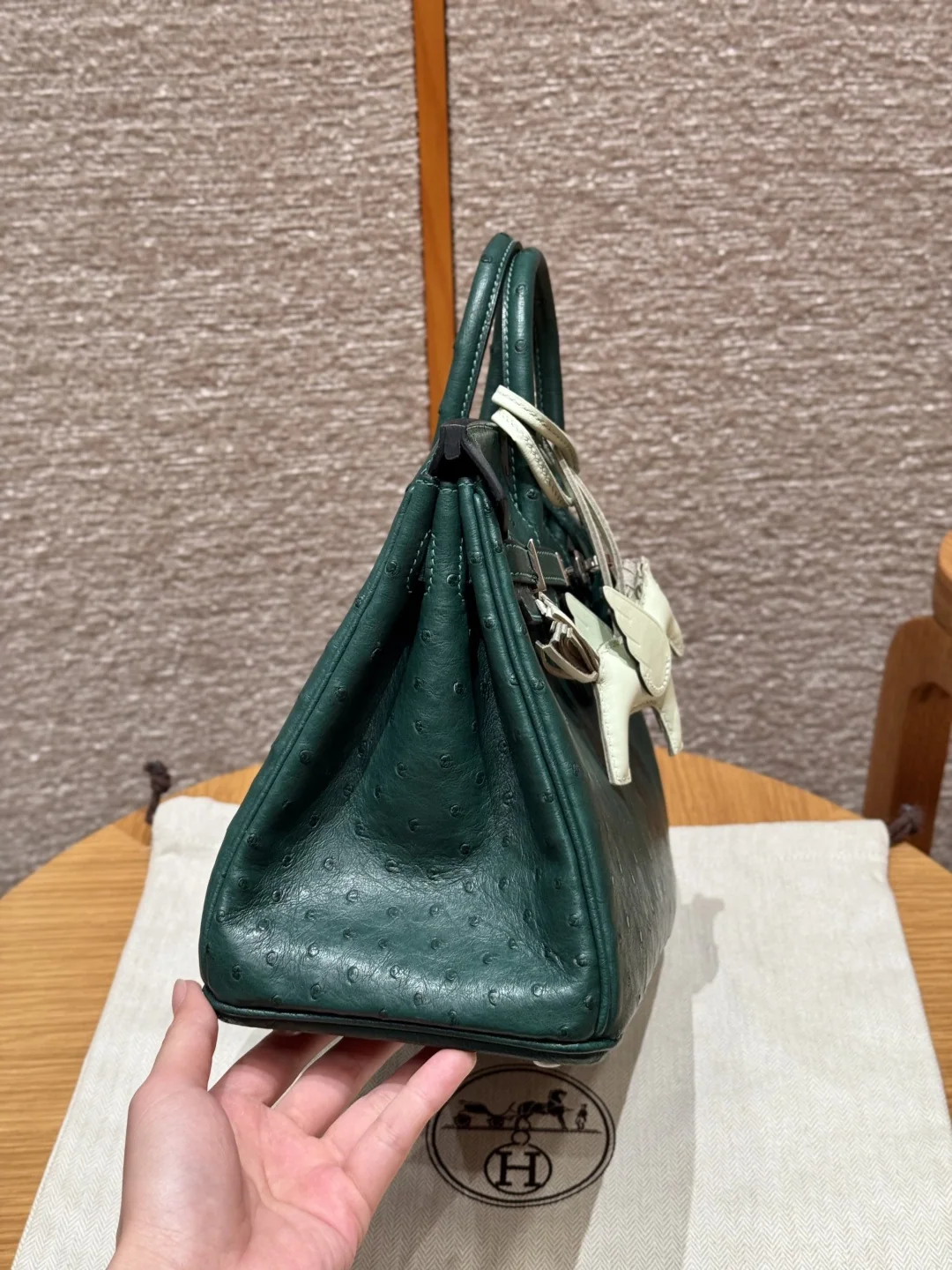 에르메스 버킨 25 타조 가죽 가방 상세 이미지 4