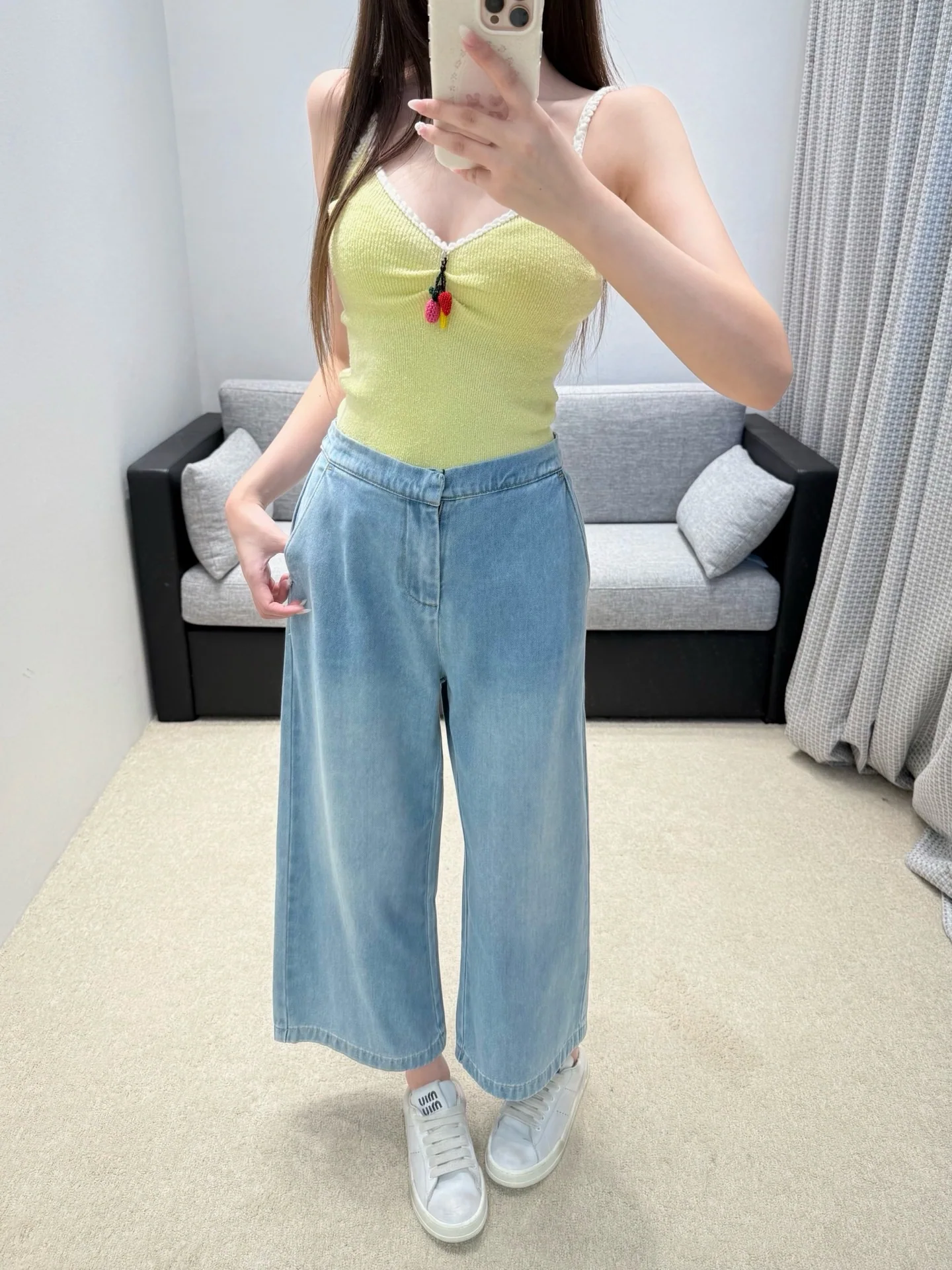 로에베 와이드 크롭 데님 바지 상세 이미지 4