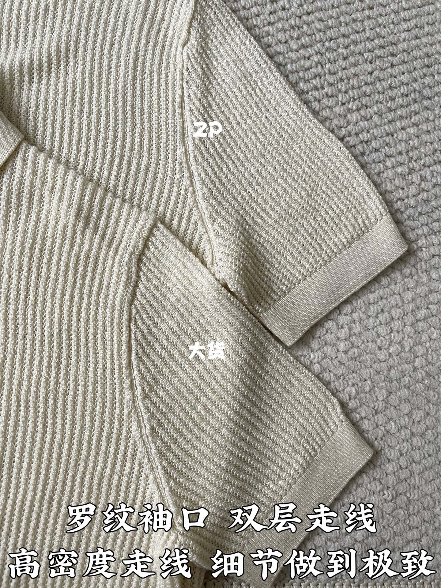 로로피아나 세로 리브 카라 반팔 셔츠 상세 이미지 7